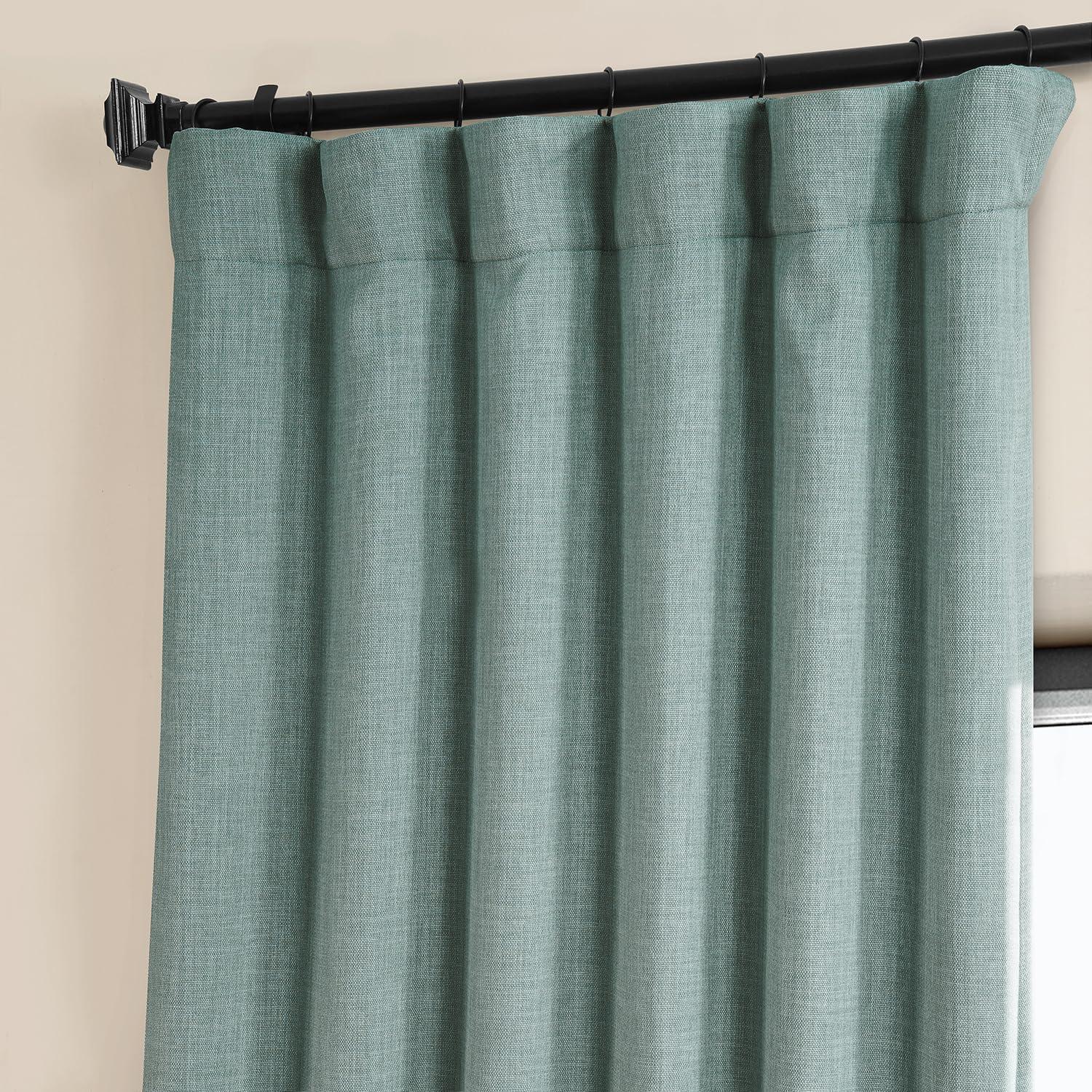 Sea Thistle Gray Faux Linen Blackout Curtains 50" x 108"