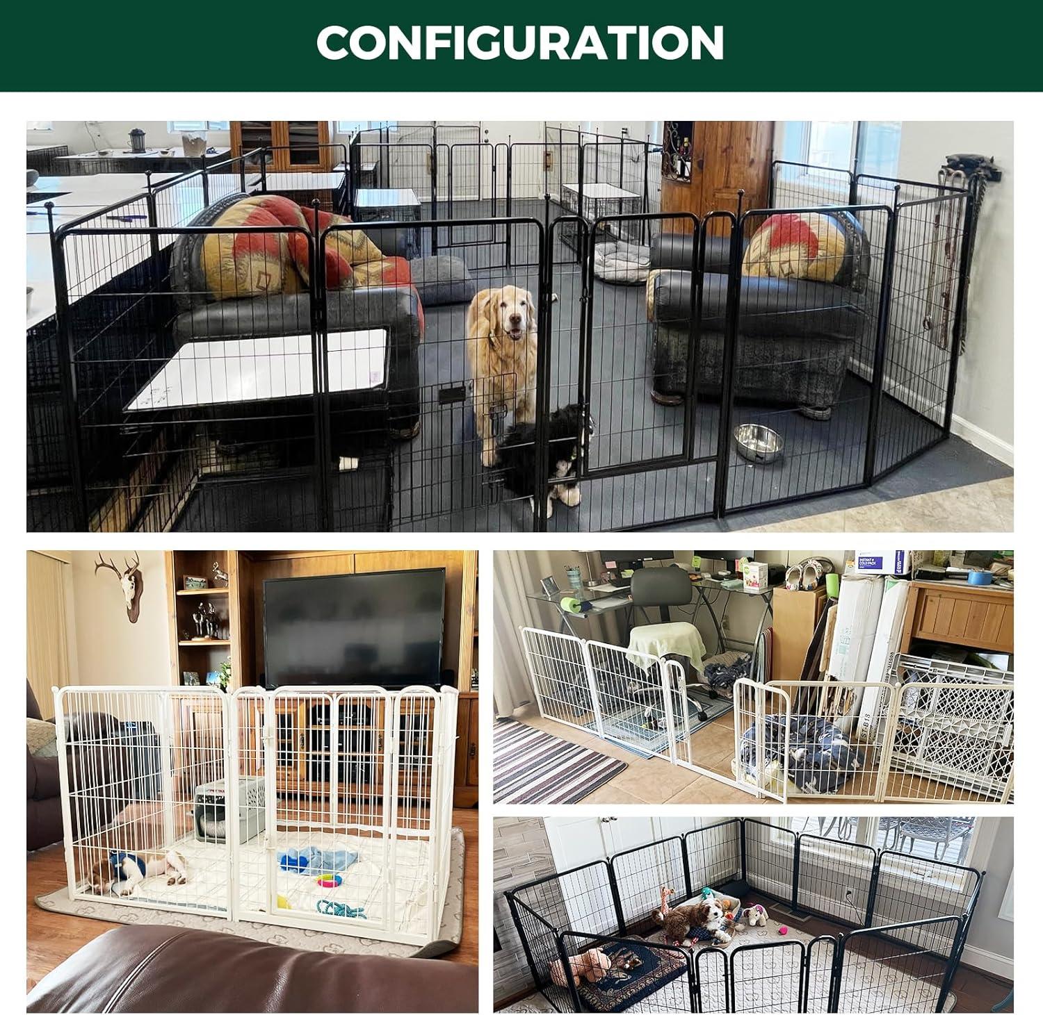 Black 24-Inch 8-Panel Metal Indoor Dog Playpen