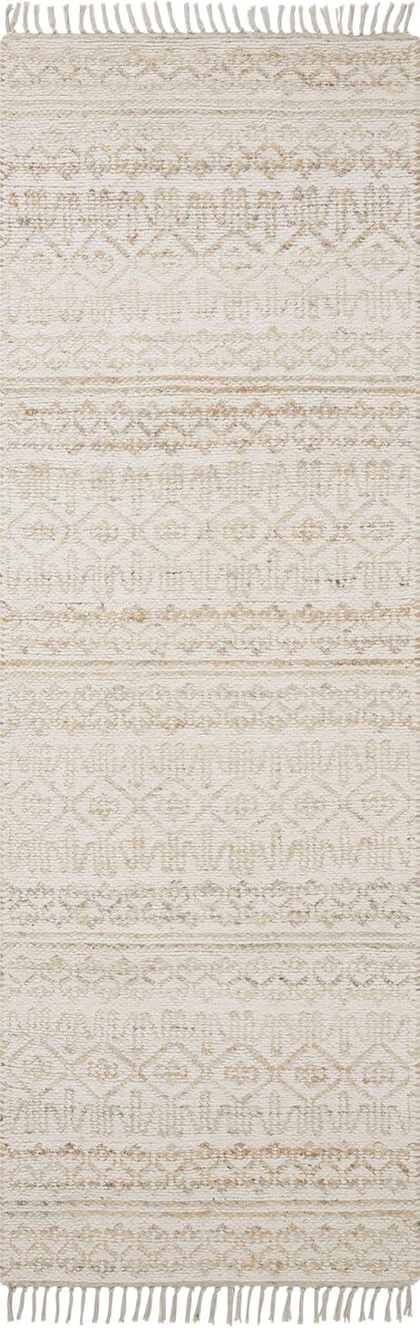 Ivory Sand Geometric Wool Cotton Flat Woven Rug 7'-9" x 9'-9"