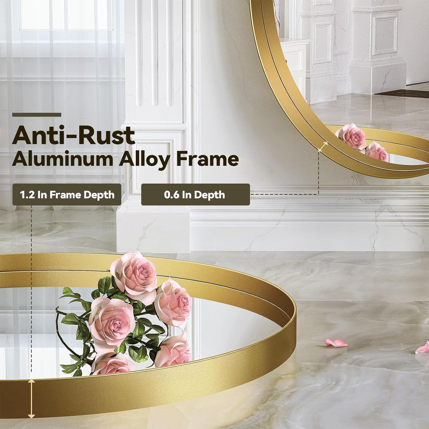 22"\u00d730" Gold Oval Mirror, Oval Bathroom Mirror for Wall, Vanity Mirror, Entryway, Living Room, Wall Mount Mirrors, Hangs Vertical or Horizontal