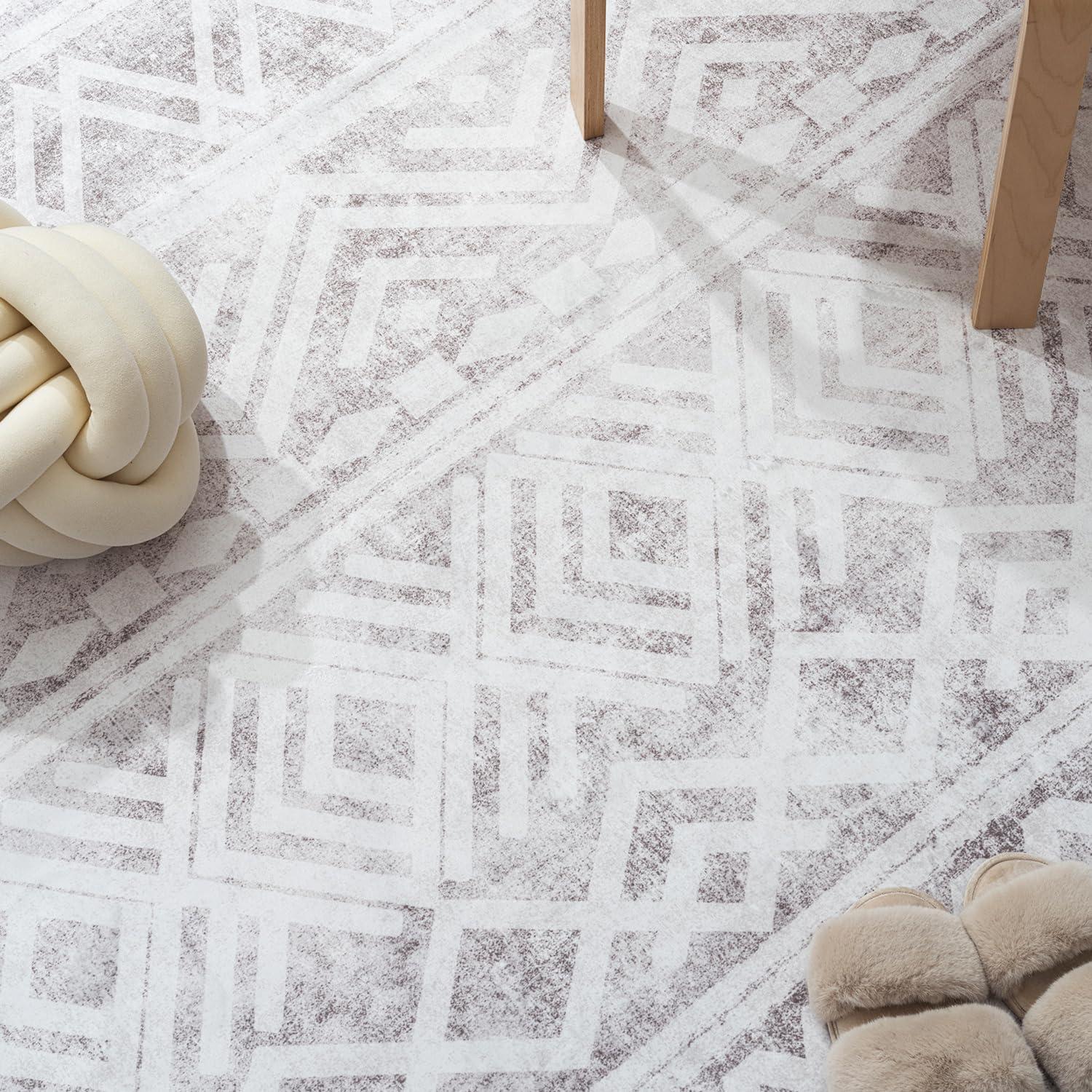 5'x7' Area Rugs for Living Room Machine Washable Rug Boho Geometric Indoor Area Rug Neutral Moroccan Style Ultra Soft Foldable Non-Slip Bedroom Rug Dining Room Office Modern Carpet Grey