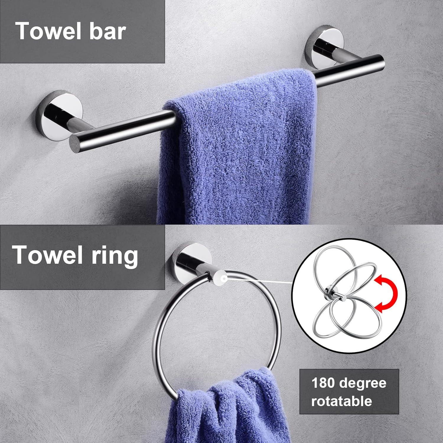 5-Piece Brushed Chrome Stainless Steel Bathroom Hardware Set