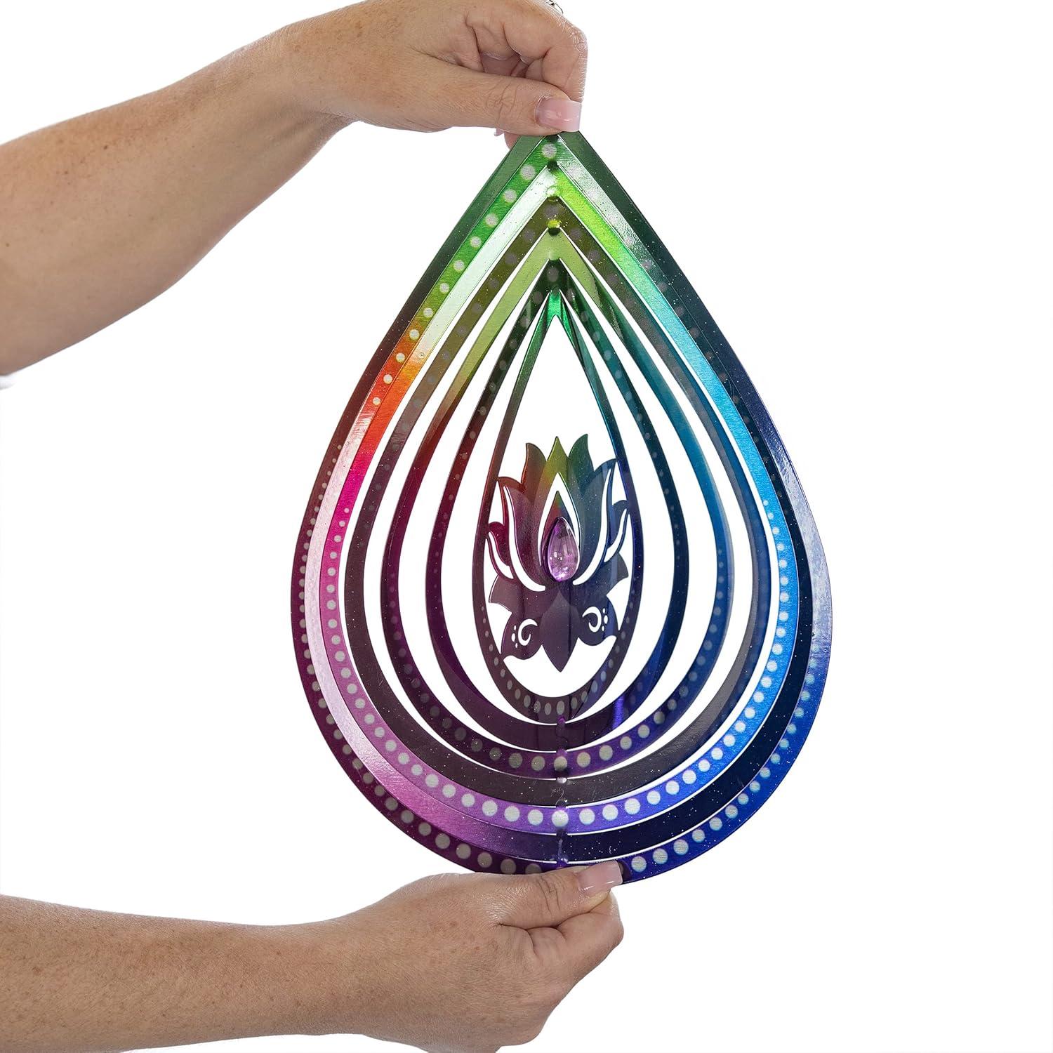 VP Home Lotus Teardrop Kinetic 3D Metal Outdoor Garden Decor Wind