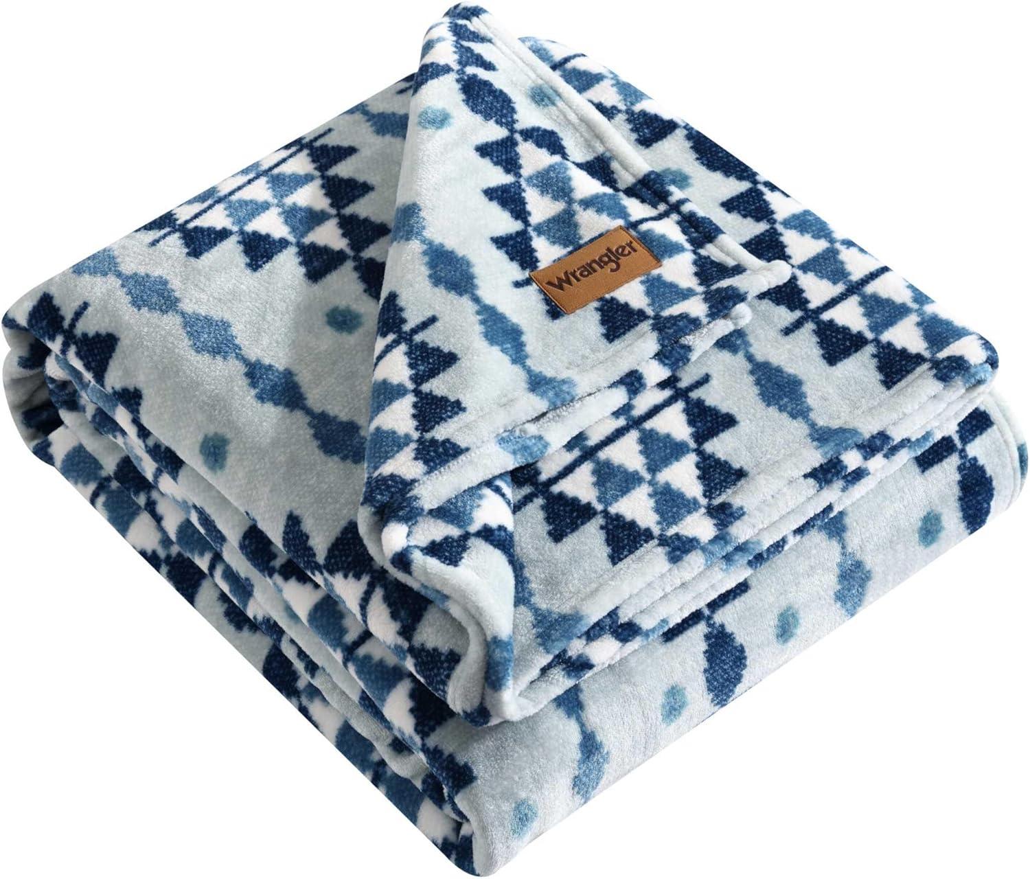 King Blue and White Reversible Fleece Blanket