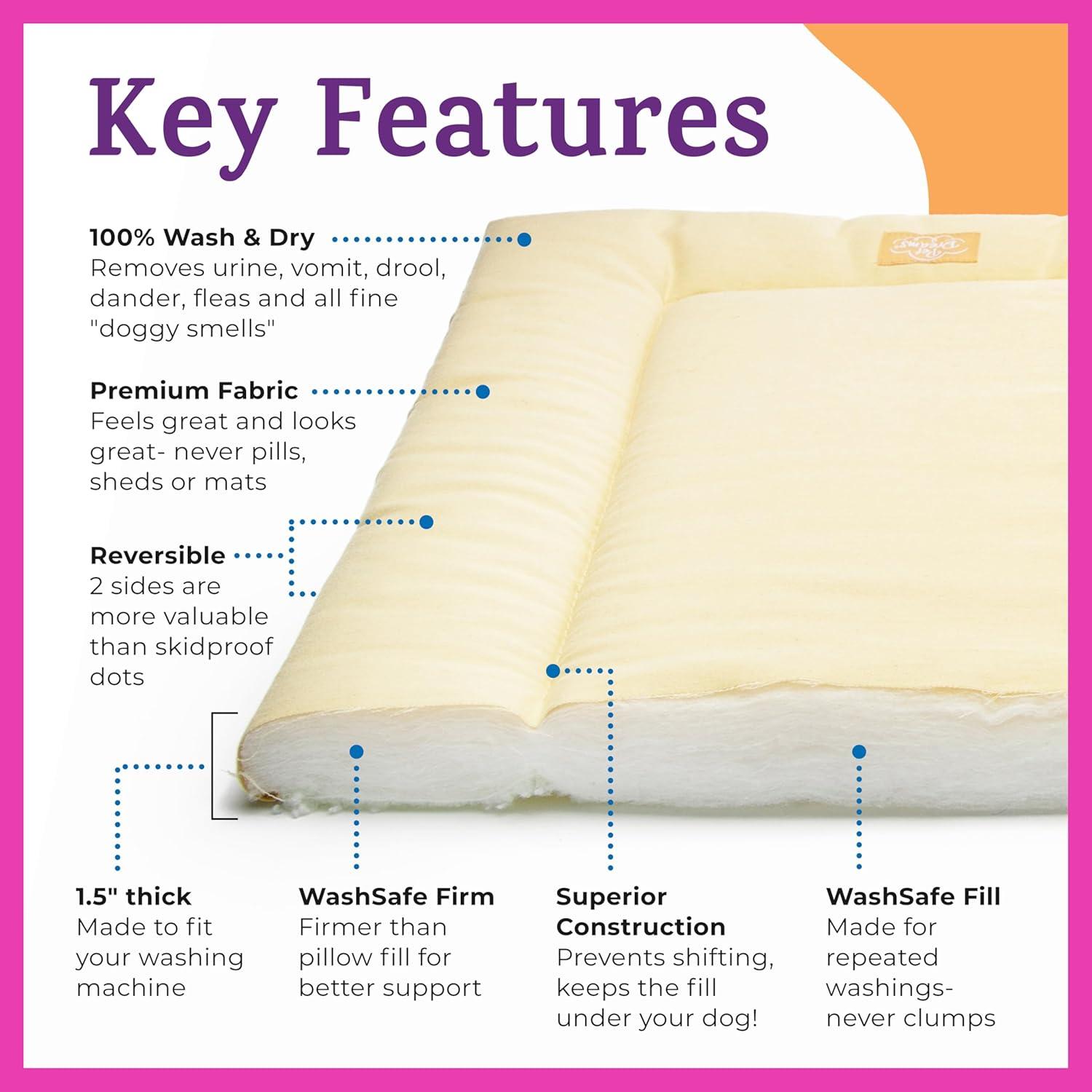 Pet Dreams Dog Crate Pad - Washable Kennel Mat, Crate Pads for Dog Cages, Non-Toxic, Flat Indoor Cat Bed, Fits iCrate 18, 24, 30, 36, 42, 48 inches (Khaki, Small, 24")