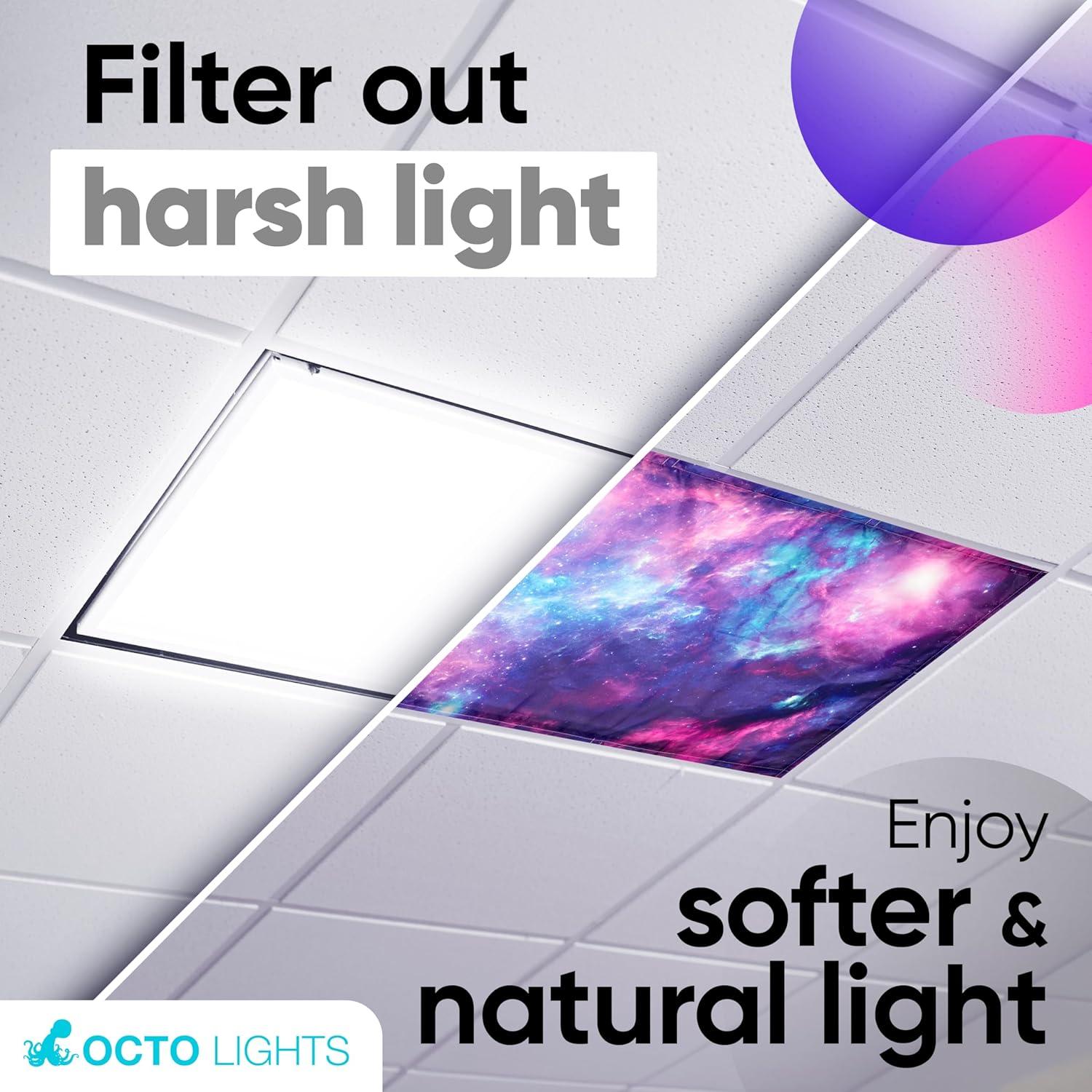 Octo Lights Fluorescent Light Covers For Ceiling Lights - Magnetic Classroom Light Filters - Astronomy