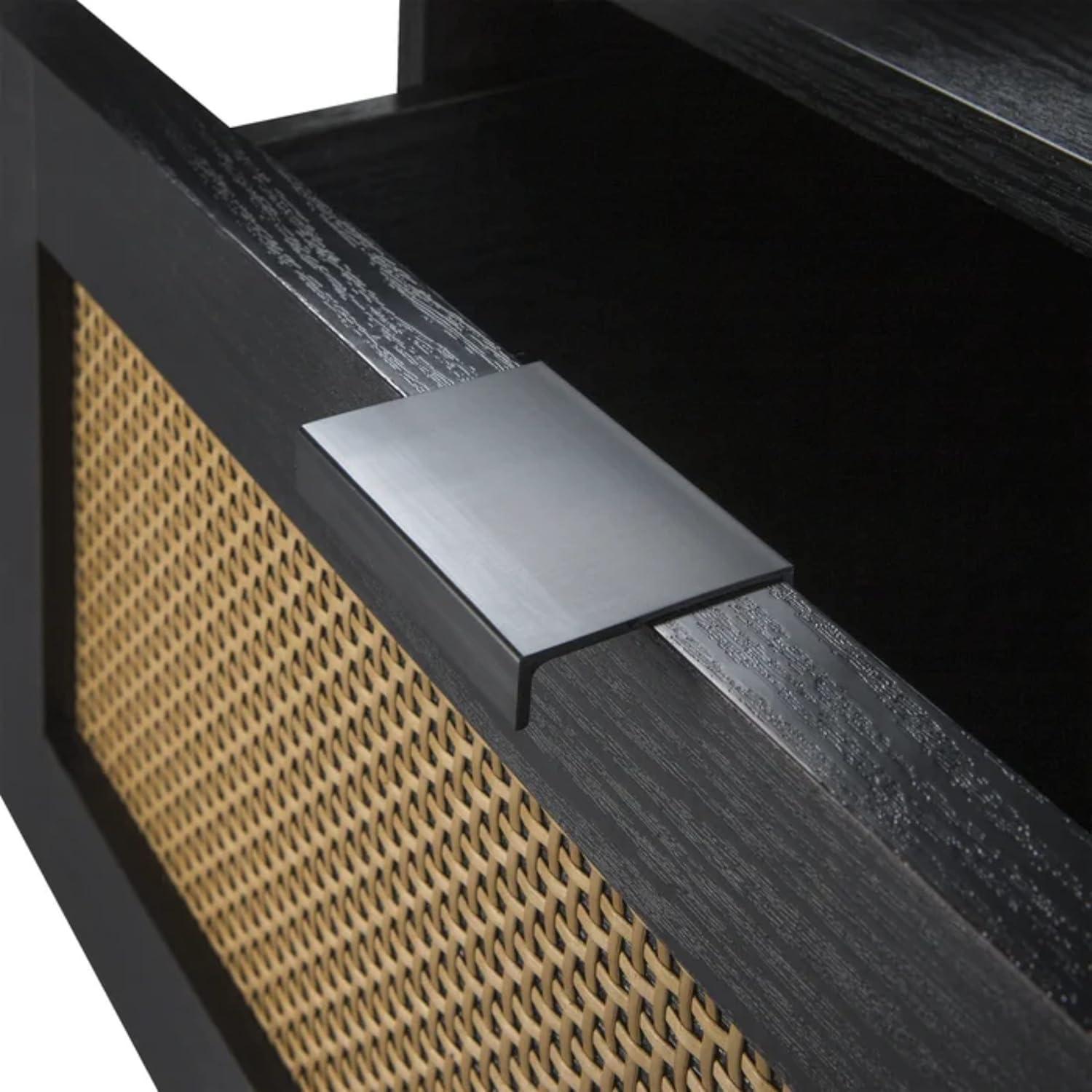 Sango Sango Orre 2-Drawer Solid Wood Nightstand, With Rattan, Cylicndrical Wooden Legs
