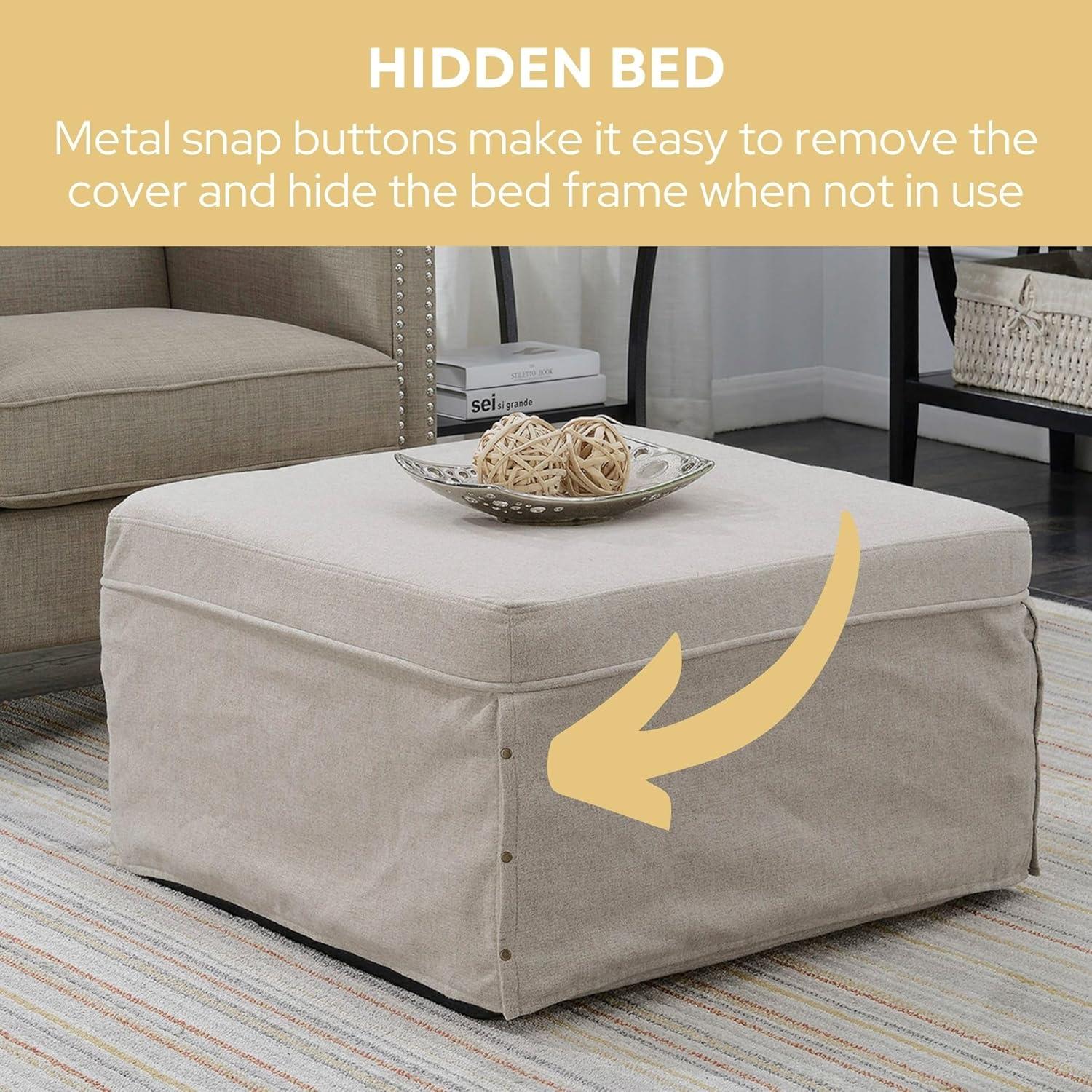 Convenience Concepts Designs4Comfort Folding Bed Ottoman, Soft Beige Fabric