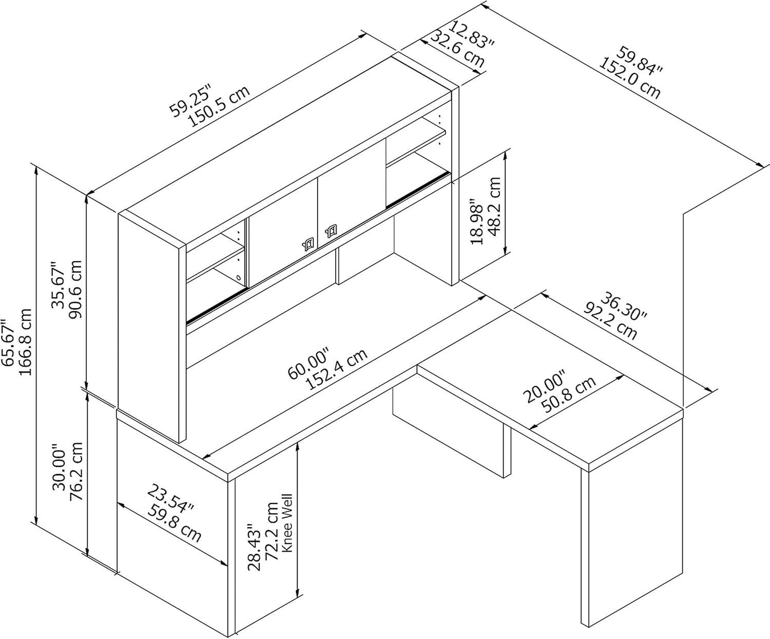 Echo 2-Piece L-Shape Computer Desk Office Set with Hutch