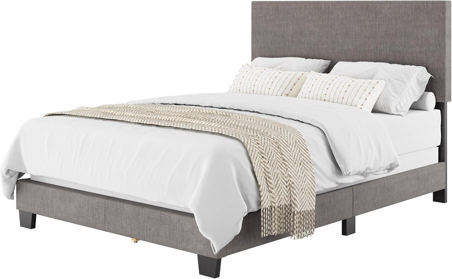 Celeste Modern Upholstered King Bed Beige - CorLiving: Transitional Style, Polyester Fabric, MDF & Wood Frame