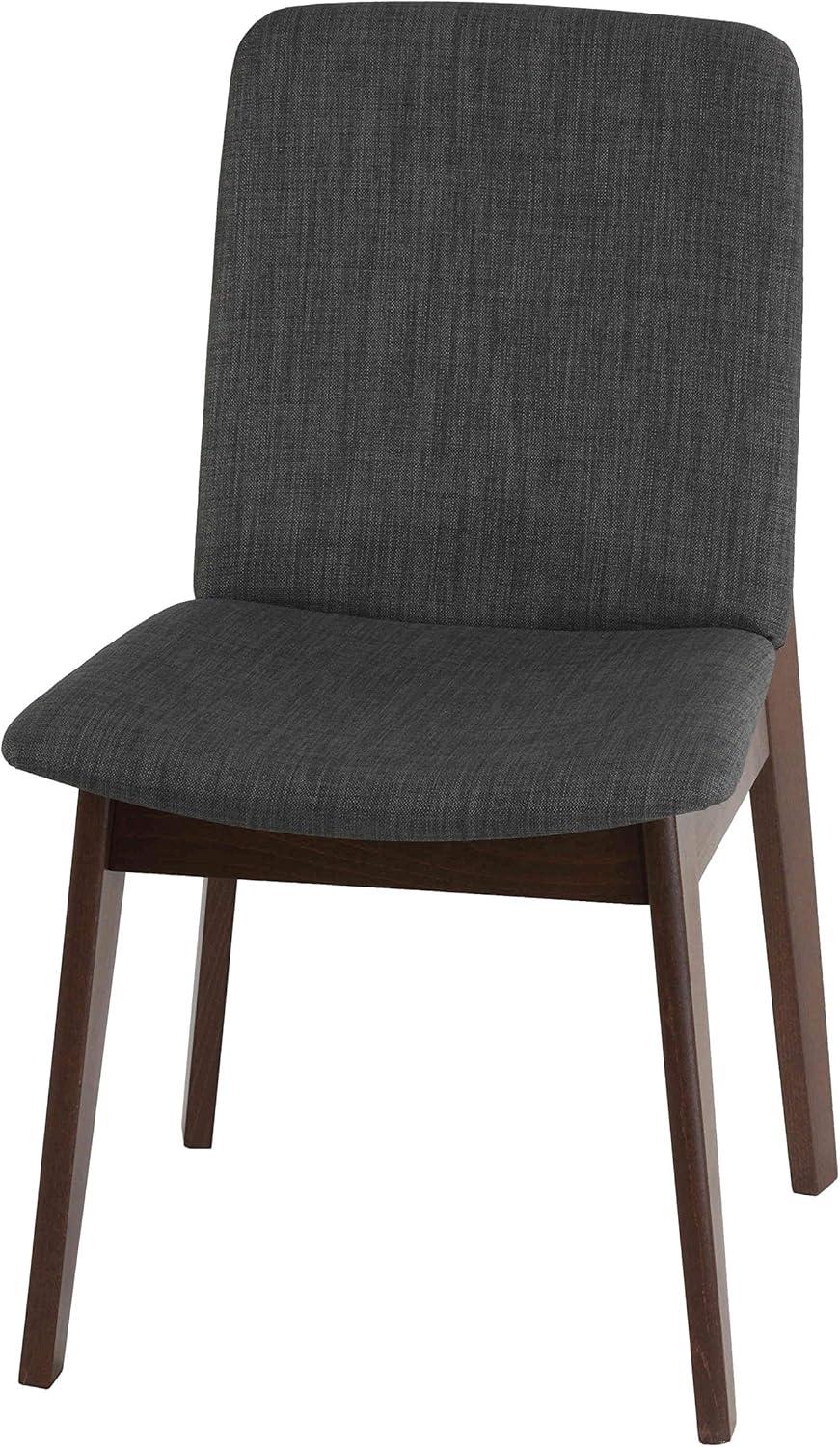 Cortesi Home Bjorn Dining Chair in Charcoal Fabric, Walnut Finish (Set of 2)