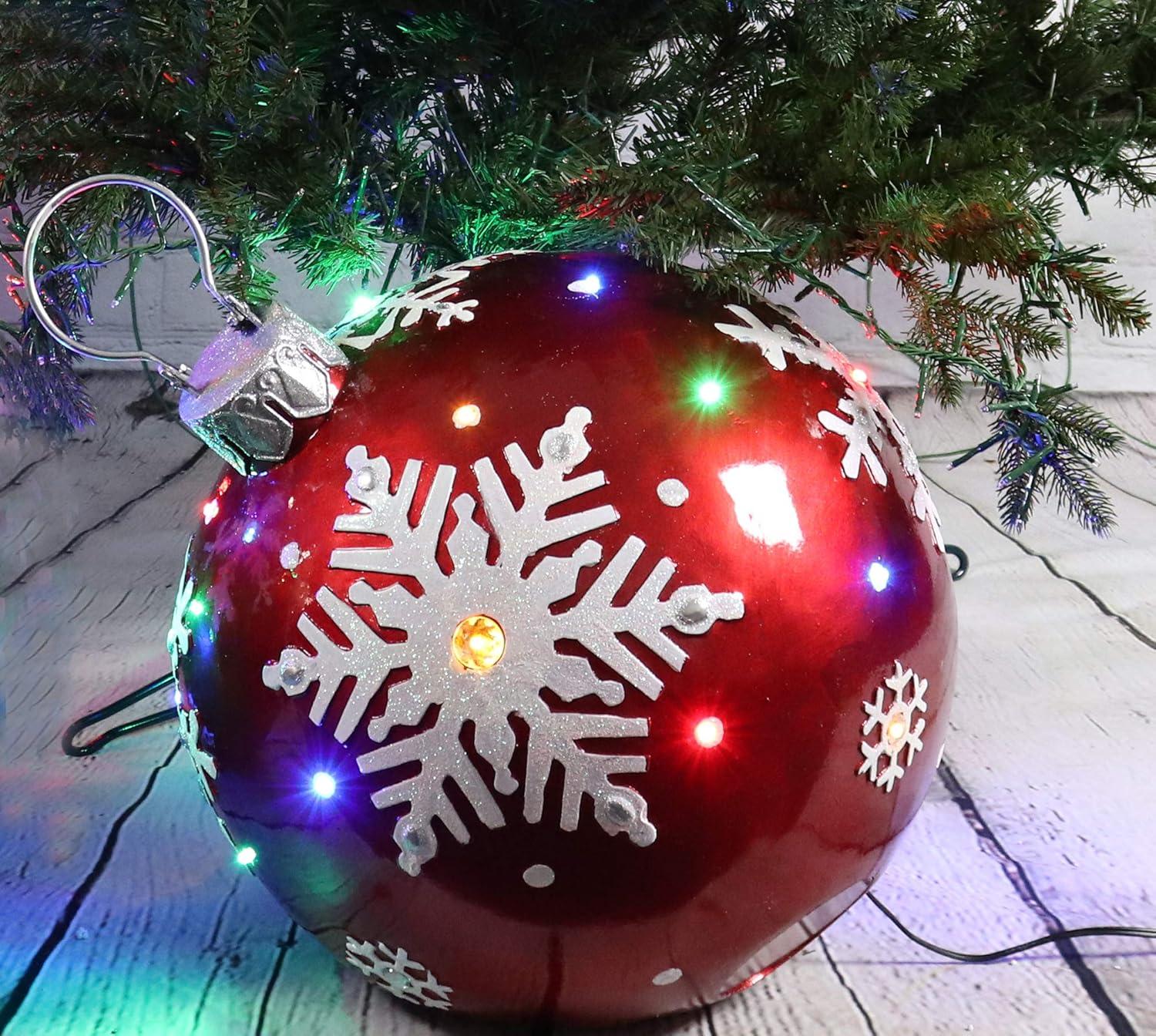 Fraser Hill Farm Indoor/Outdoor Oversized Christmas Décor, LED Lights, Ornament in Red, 7.70 lbs.