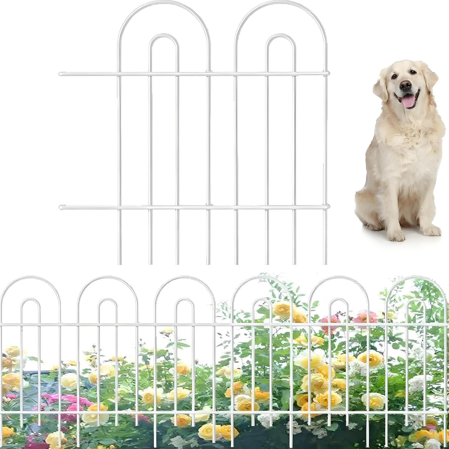 Amagabeli 14 panels Decorative Garden Fences and Borders for Dogs 32in(H)×20ft(L) No Dig Metal Fence (Set of 14)