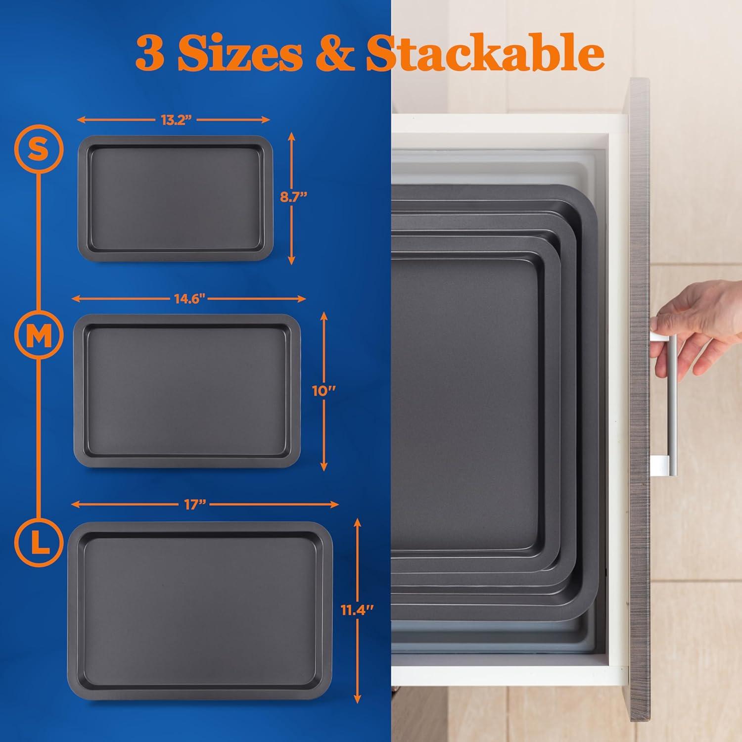 NutriChef Black Carbon Steel Non-Stick Cookie Sheet Set