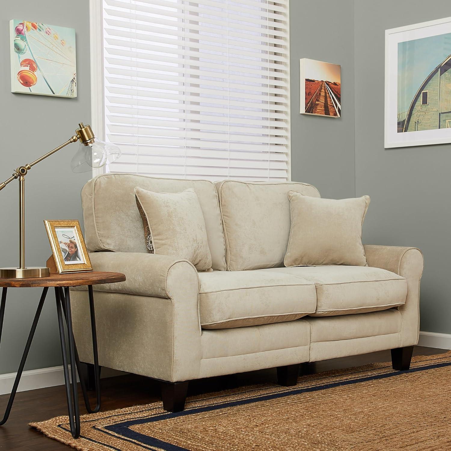 Serta Copenhagen 61" Rolled Arm Sofa, Easy Care Fabric, Soft Pillow Back, Pocket Coil Seat Cushions