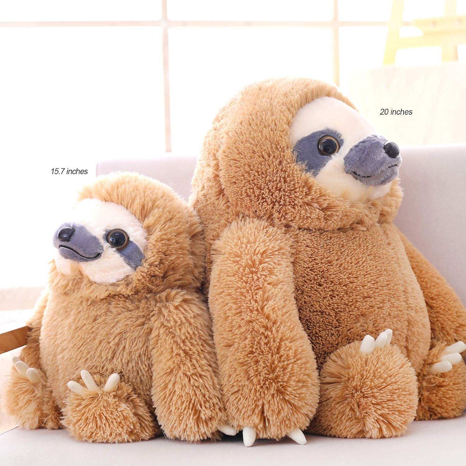 Winsterch Fluffy Sloth Stuffed Animal Toy ,Large Stuffed Sloth Plush Sloth Toy Kids Birthday Gifts (20 Inches, Brown)