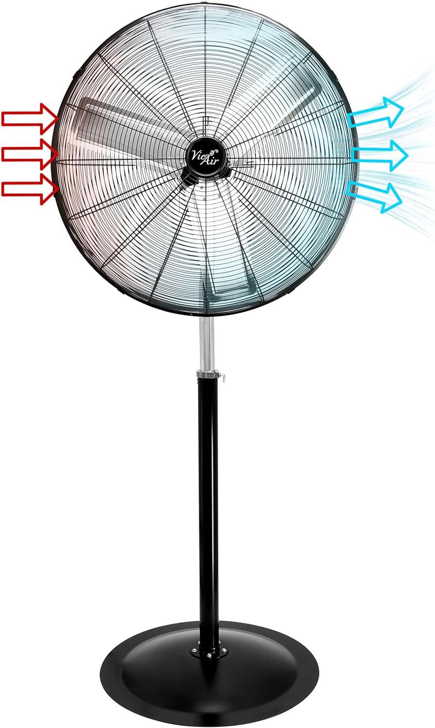 Vie Air 30 Inch Industrial Heavy Duty Pedestal Oscillating Metal Stand Fan