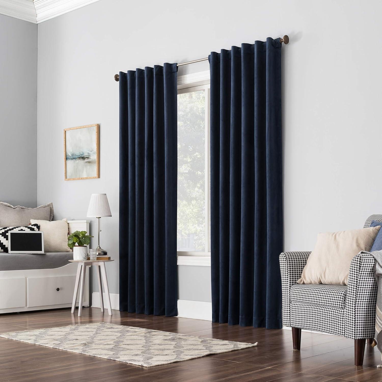 Velvet Noise Reducing Thermal Extreme 100% Blackout Back Tab Curtain Panel