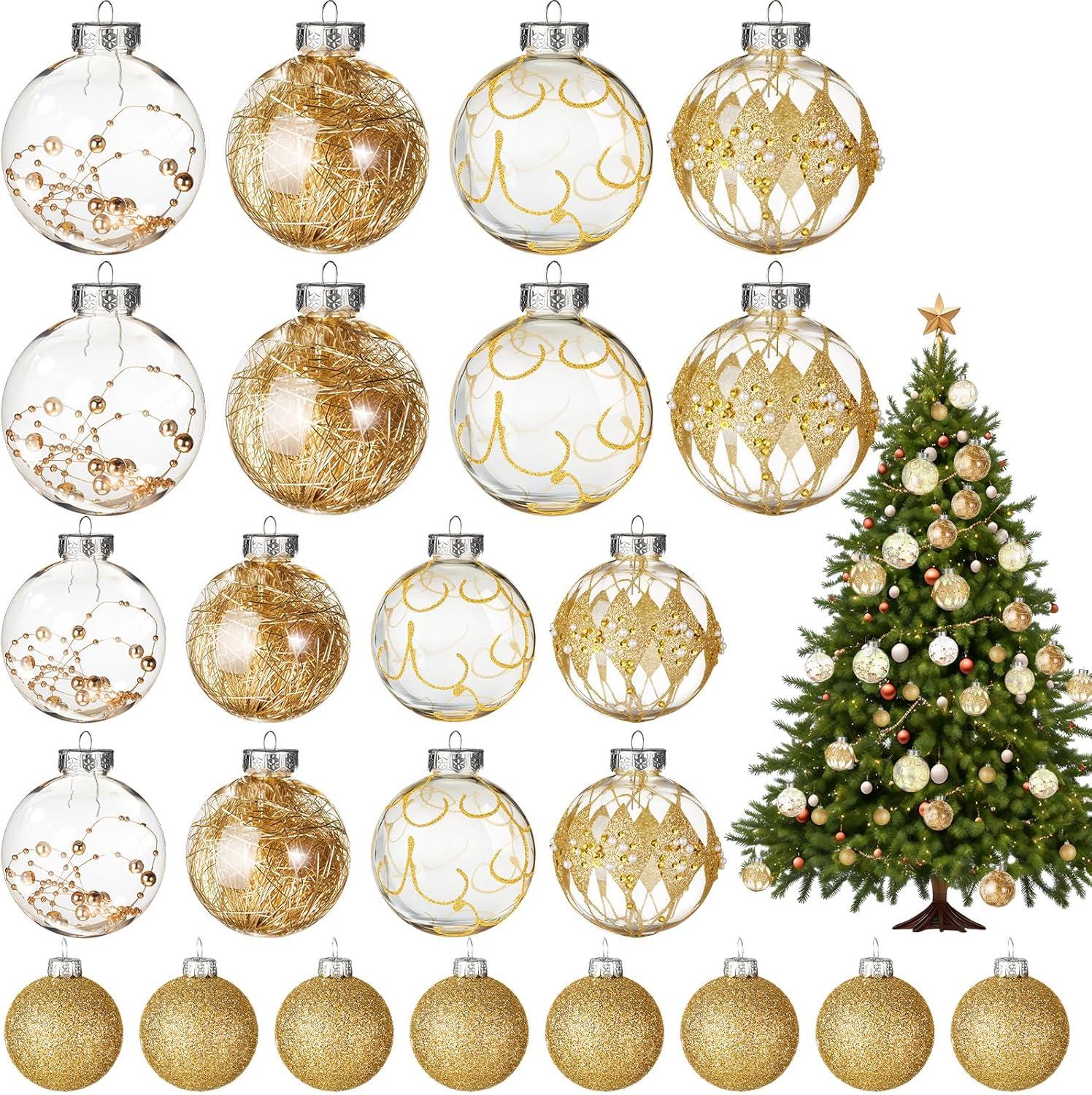 Set of 24 Mini Shatterproof Christmas Balls Tree Ornaments Party Decoration, 3cm/1.1inch gold 3cm