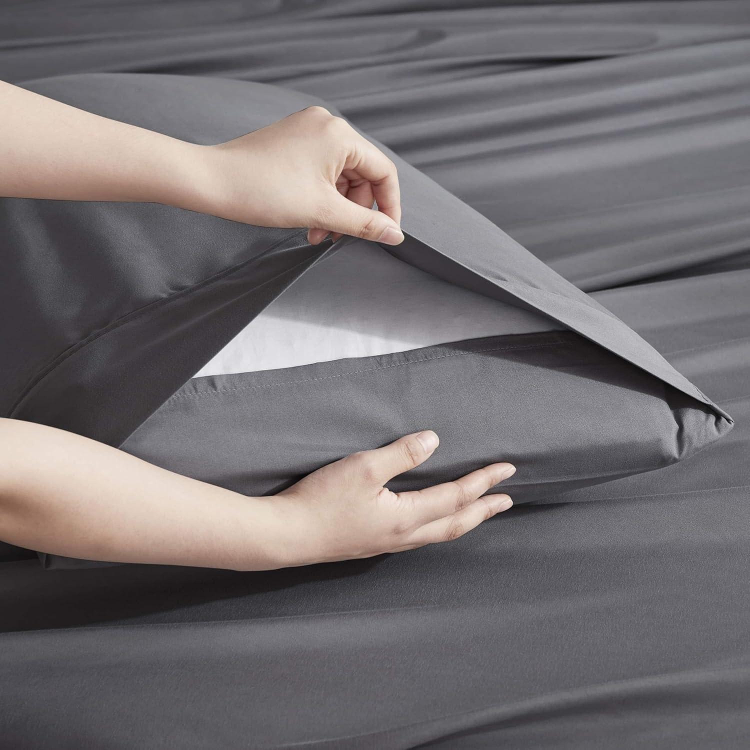 Nestl Extra Deep Pocket 6 Piece Sheet Sets, King Size Sheets & Pillowcases - Dark Gray