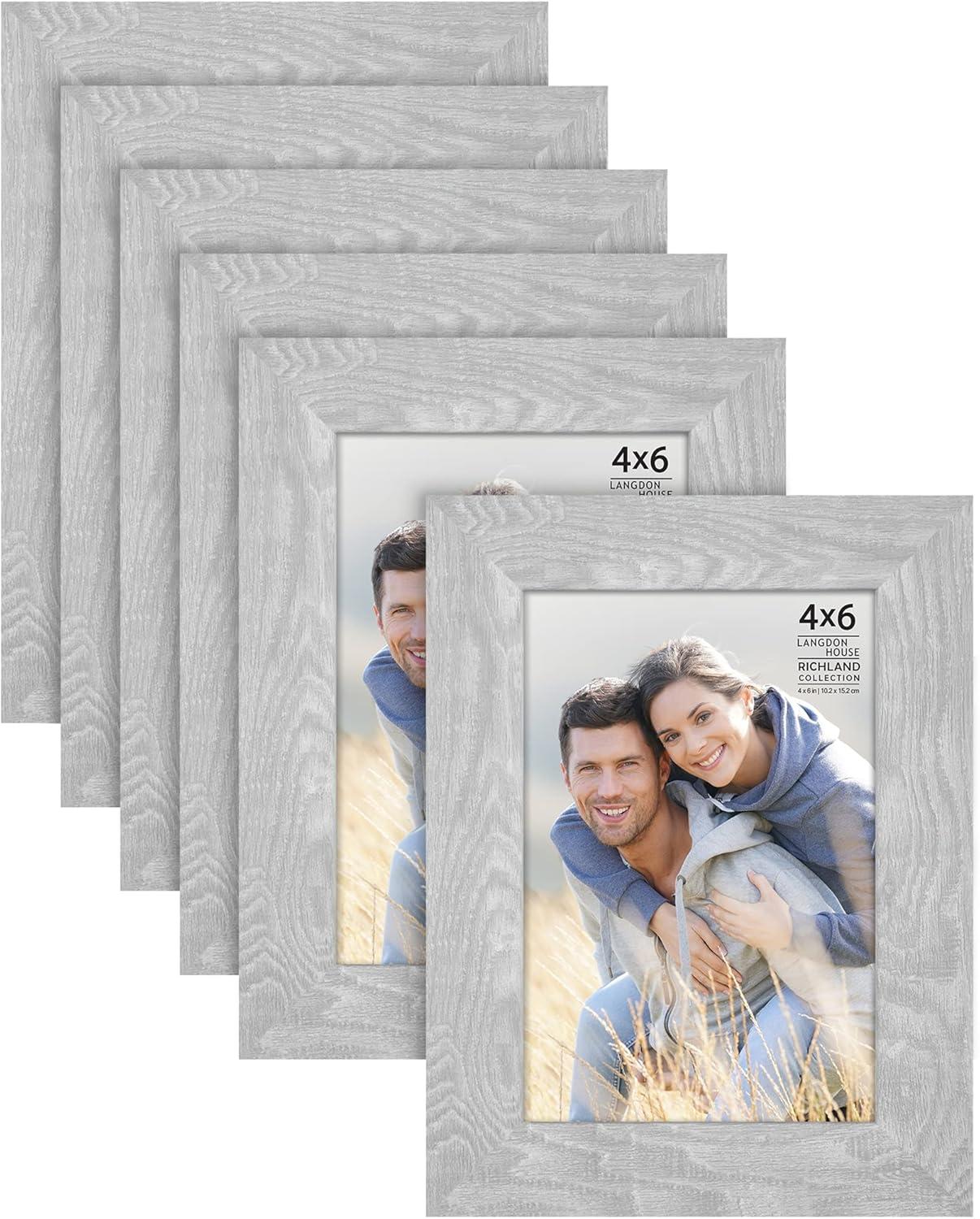 Langdon House 4x6 Ash Gray Picture Frames, Contemporary Style, 6 Pack, Richland Collection (US Company)