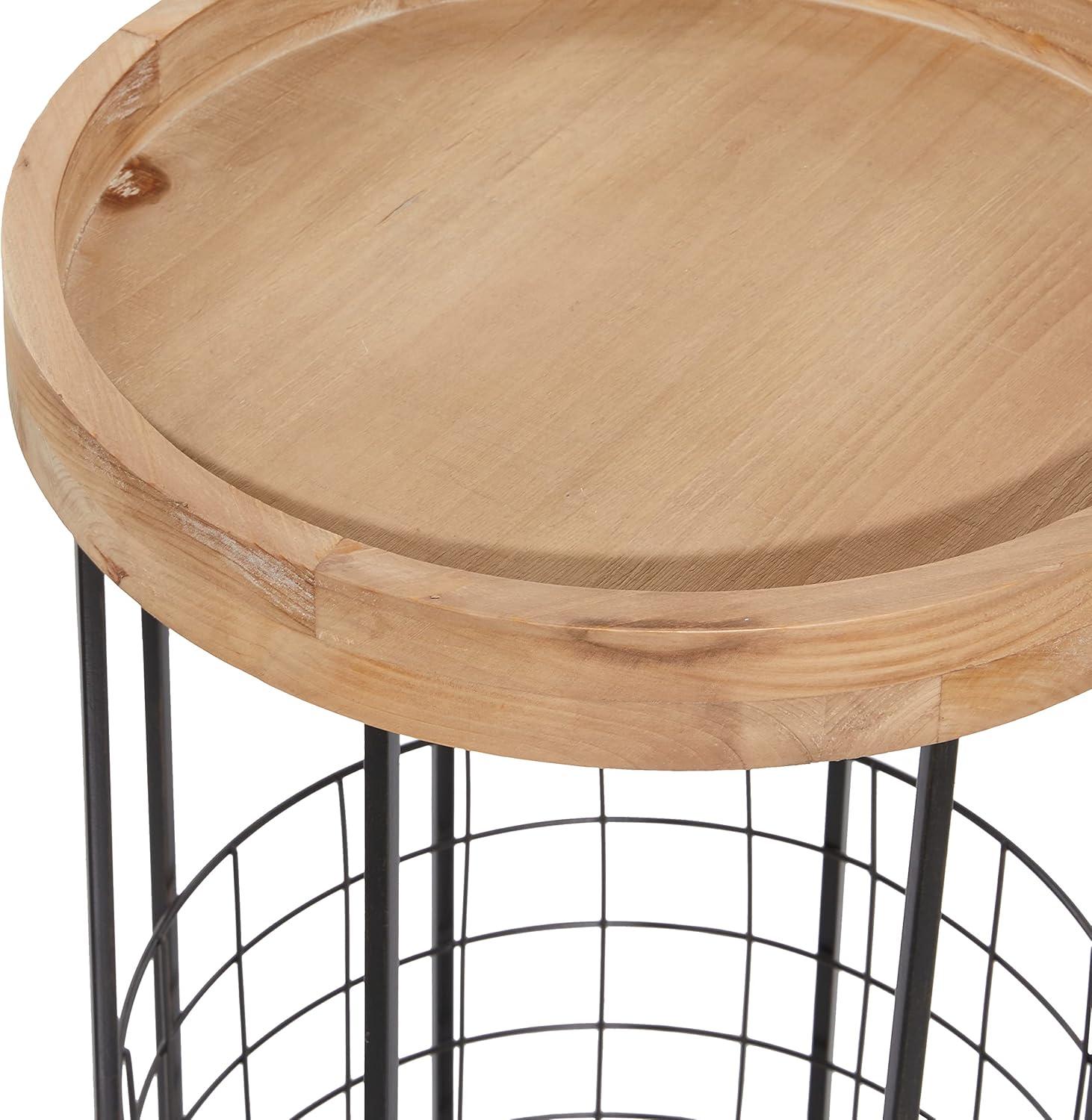 Industrial Metal Accent Table Black - Olivia & May: Round Iron Side Table, No Assembly Required