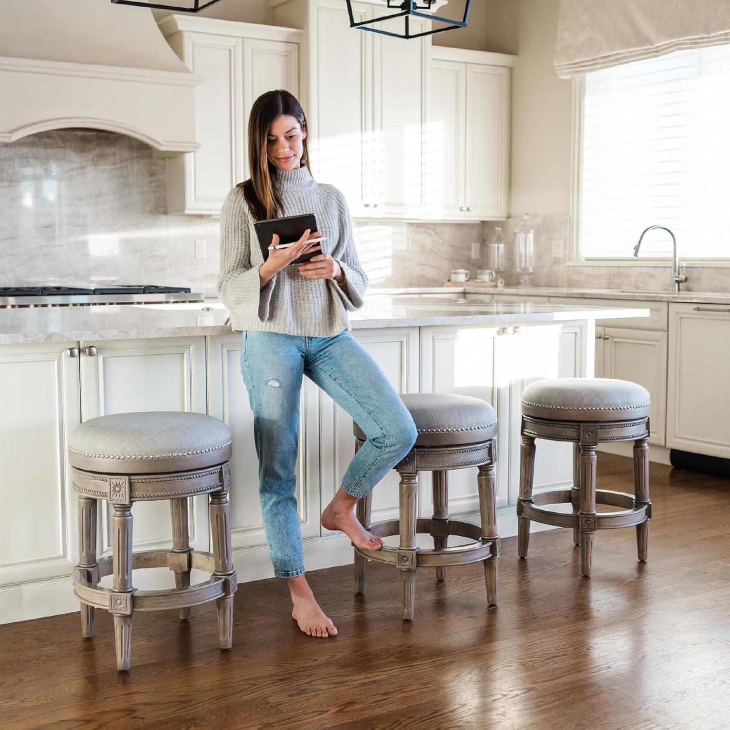 Maven Lane Maven Lane Pullman Backless Stool with Fabric Upholstery