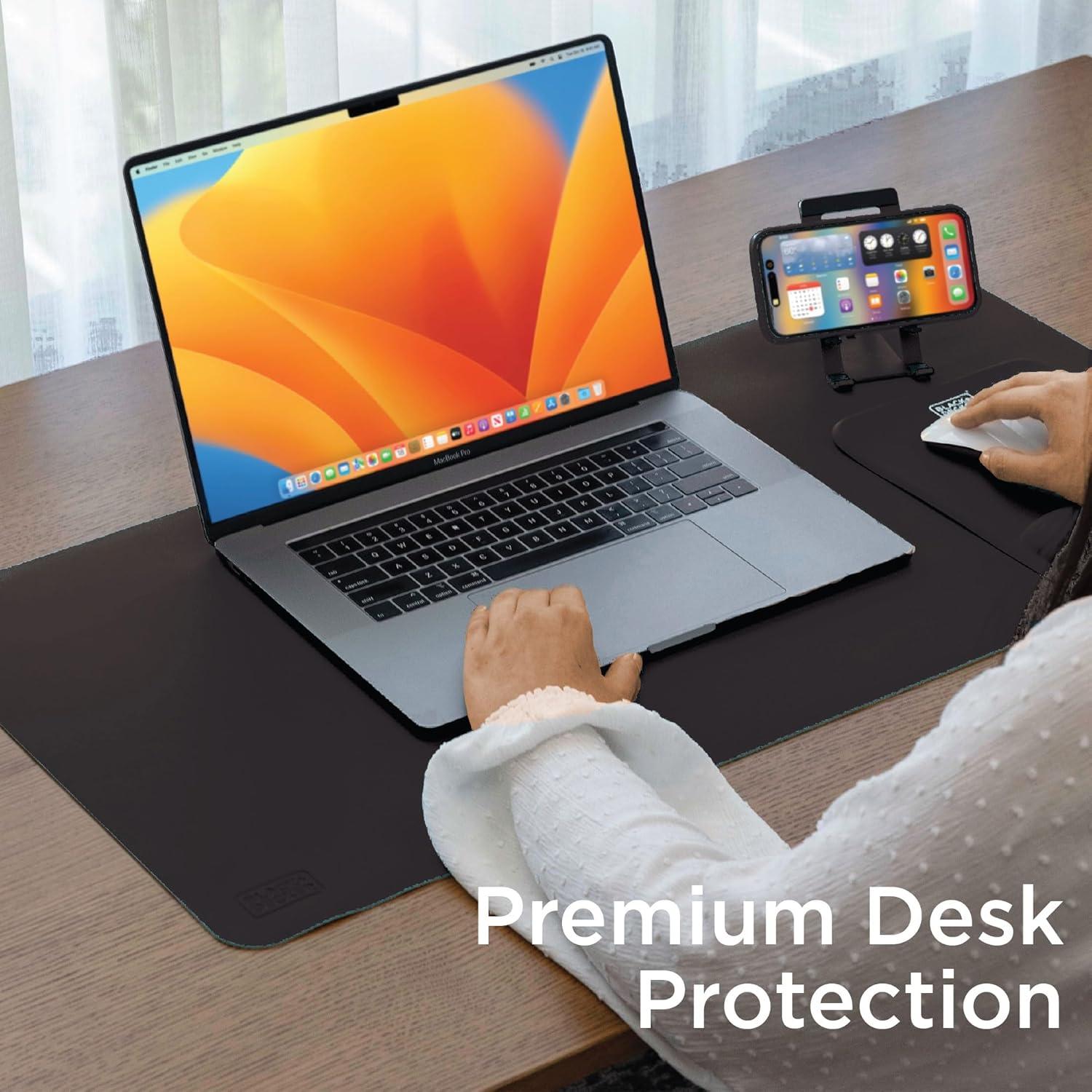 Black+Decker Faux Leather Desk Mat for Keyboard and Mouse - Protective Desk Decor - Gaming, Work from Home, Office Accessory