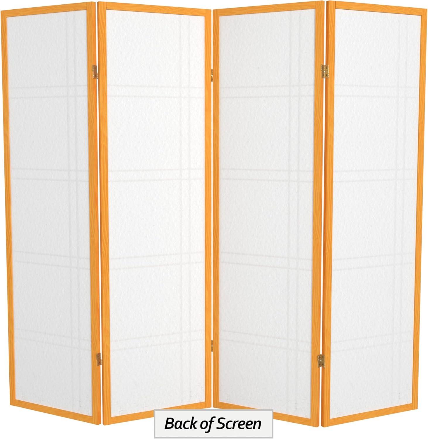 Honey 4-Panel Shoji Screen Room Divider with Rice Paper