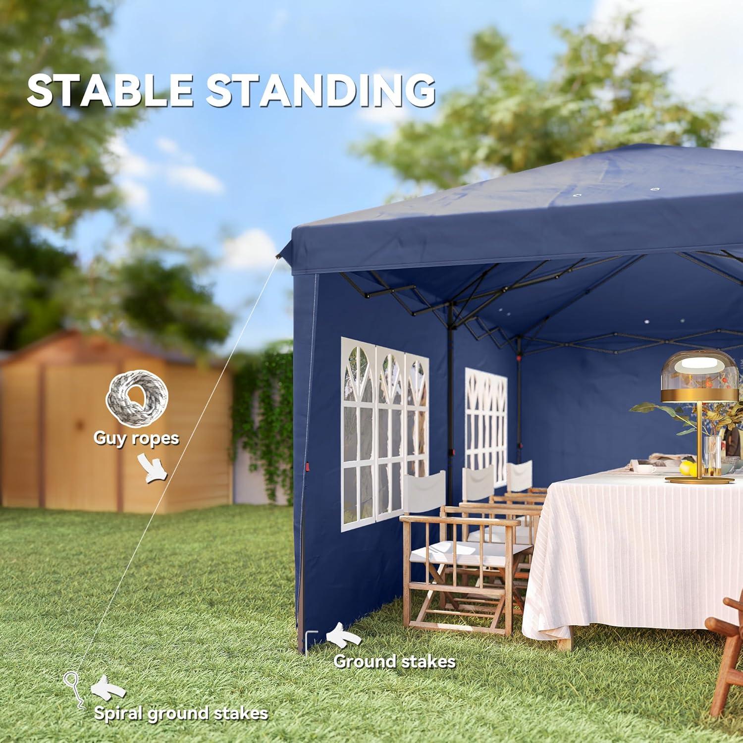 Outsunny 10' x 20' Heavy Duty Pop Up Canopy Party Tent with 4 Removable Sidewalls, Outdoor Cabana Gazebo with Carry Bag, Weather Protection, White