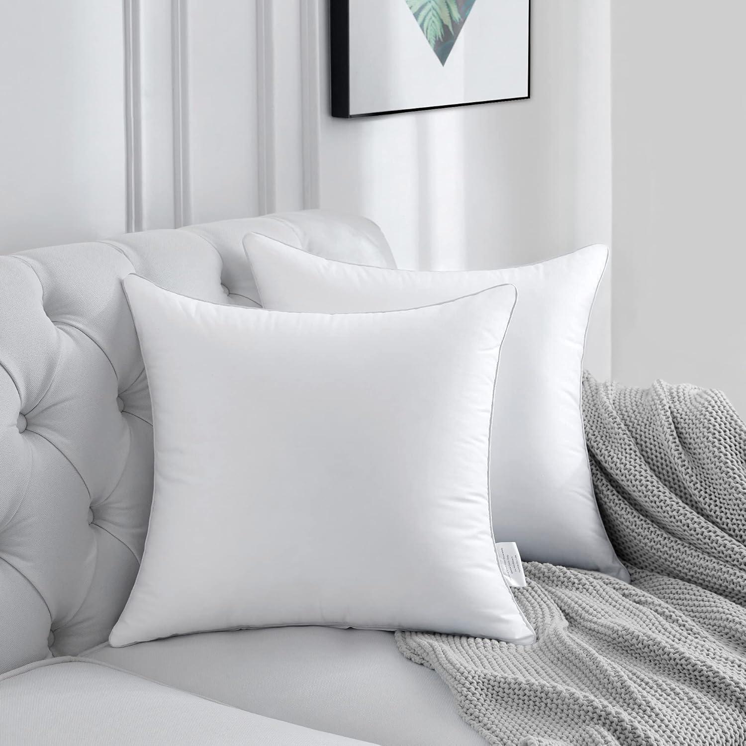 White 16 x 16 Cotton Throw Pillow Inserts with Hypoallergenic Fiber