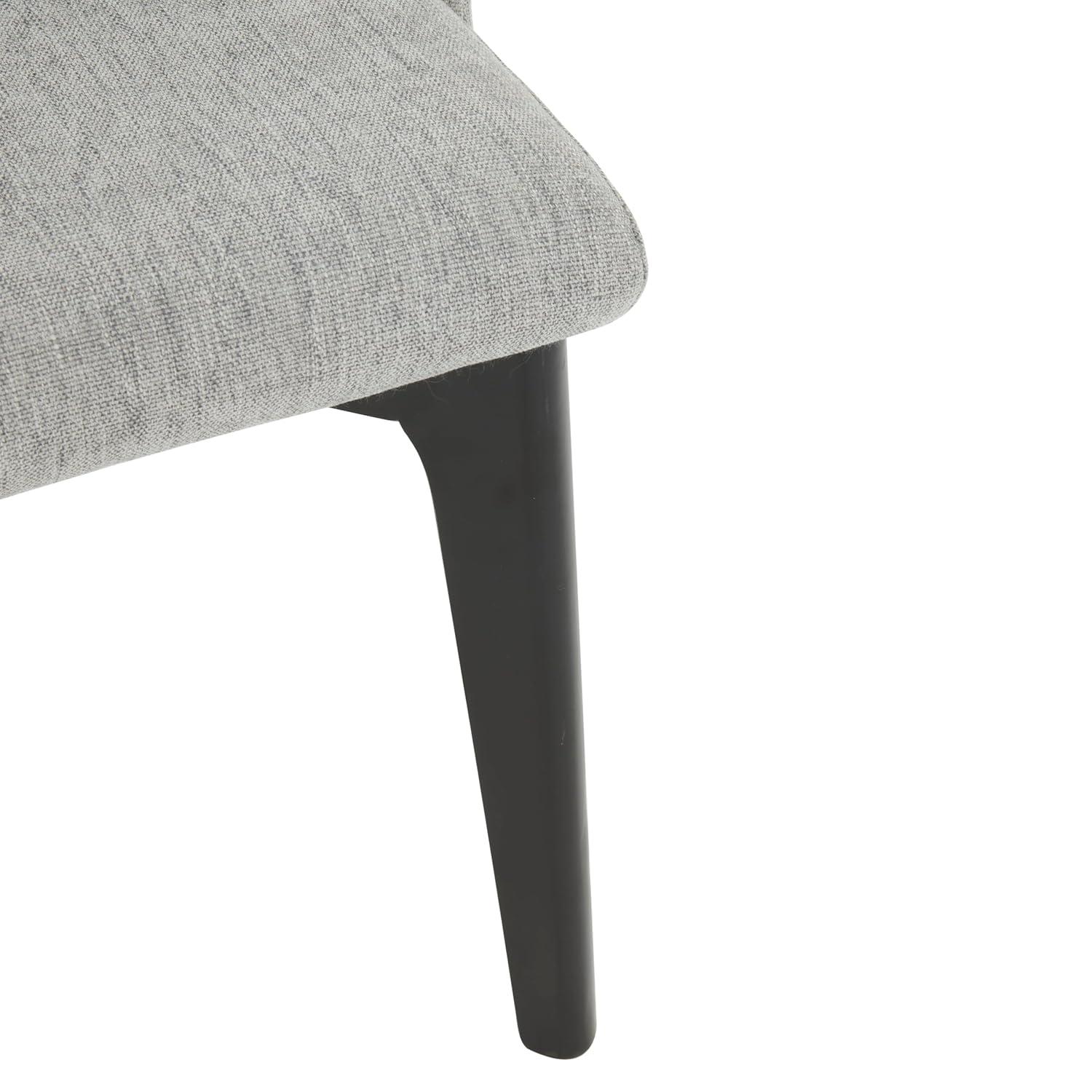 SAFAVIEH Couture Rowland Mid-Century Linen Solid Dining Chair, Grey/Black