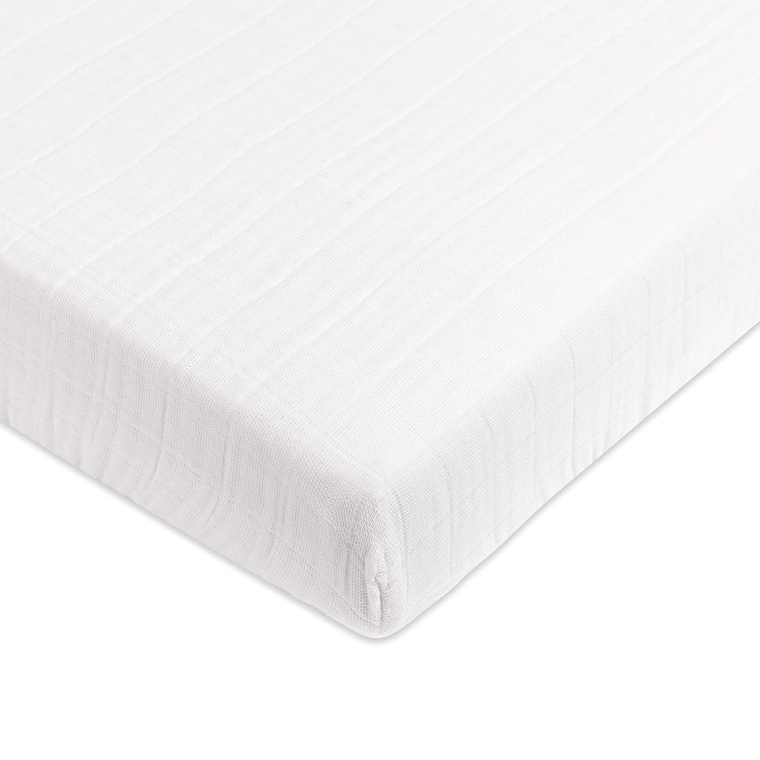 Plain White Muslin Mini Fitted Sheet