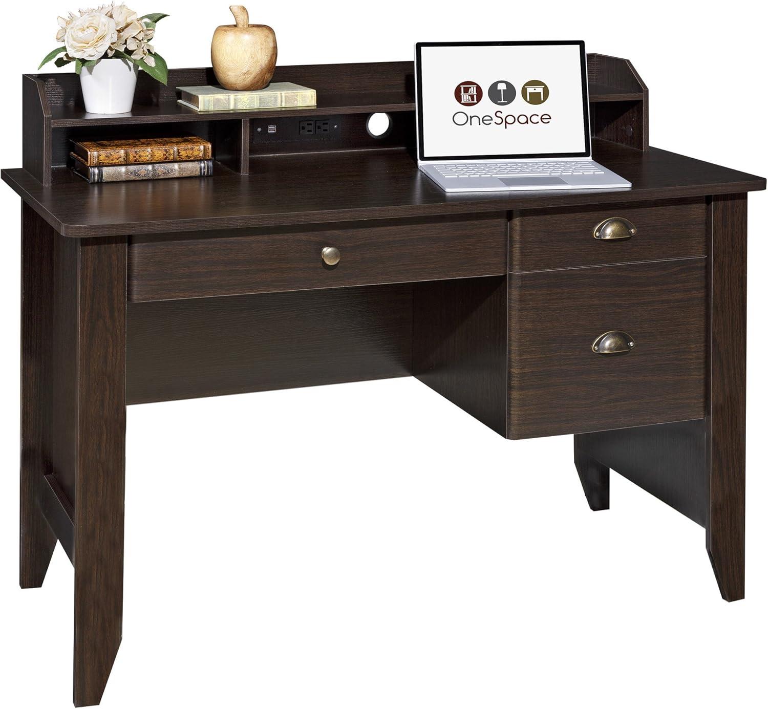 Comfort Products Executive Desk with Hutch and USB, Charger Hub