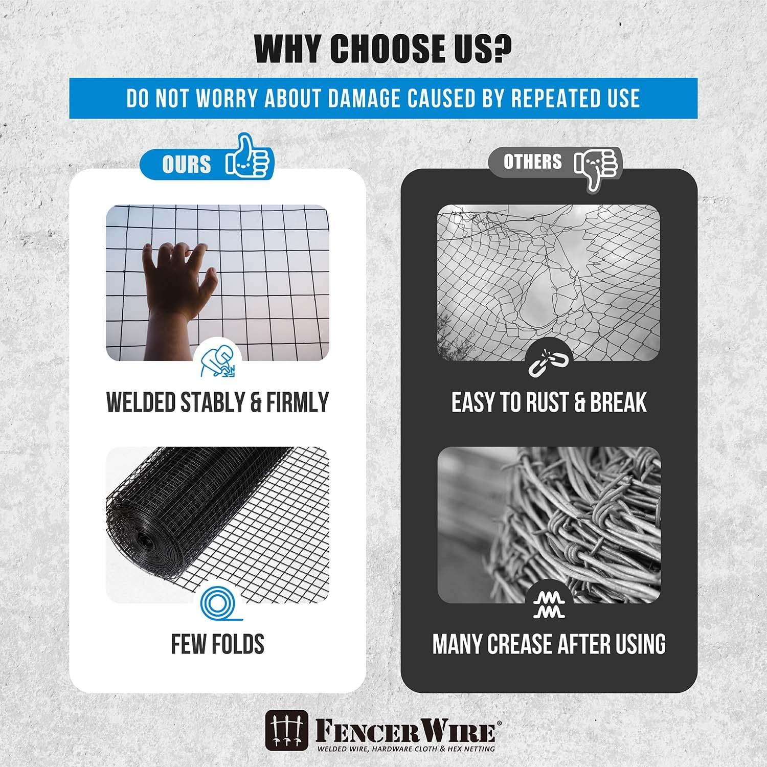 Fencer Wire 16 Gauge Black Vinyl Coated Welded Wire with Mesh Size 1.5” x 1.5”, Multiple Sizes & Reviews | Wayfair