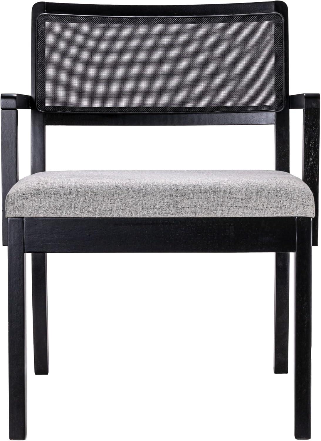 Creative Co-Op Crawford Mid-Century Modern Eucalyptus Wood Arm Chair W/ Cane Back and Velvet Upholstered Seat Cushion,Dark Blue