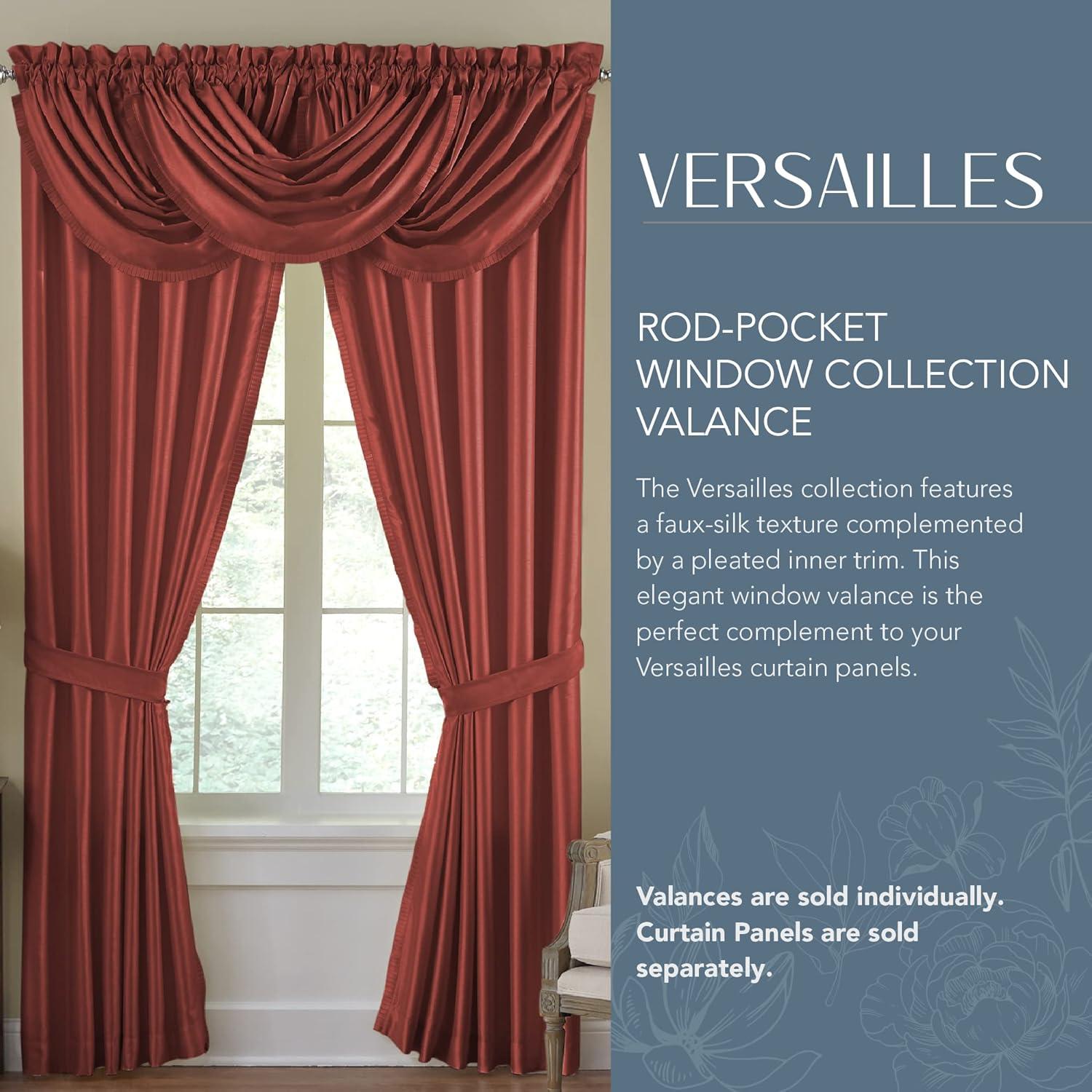 Elrene Versailles Faux Silk Waterfall Window Valance - 52" x 36"- Elrene Home Fashions