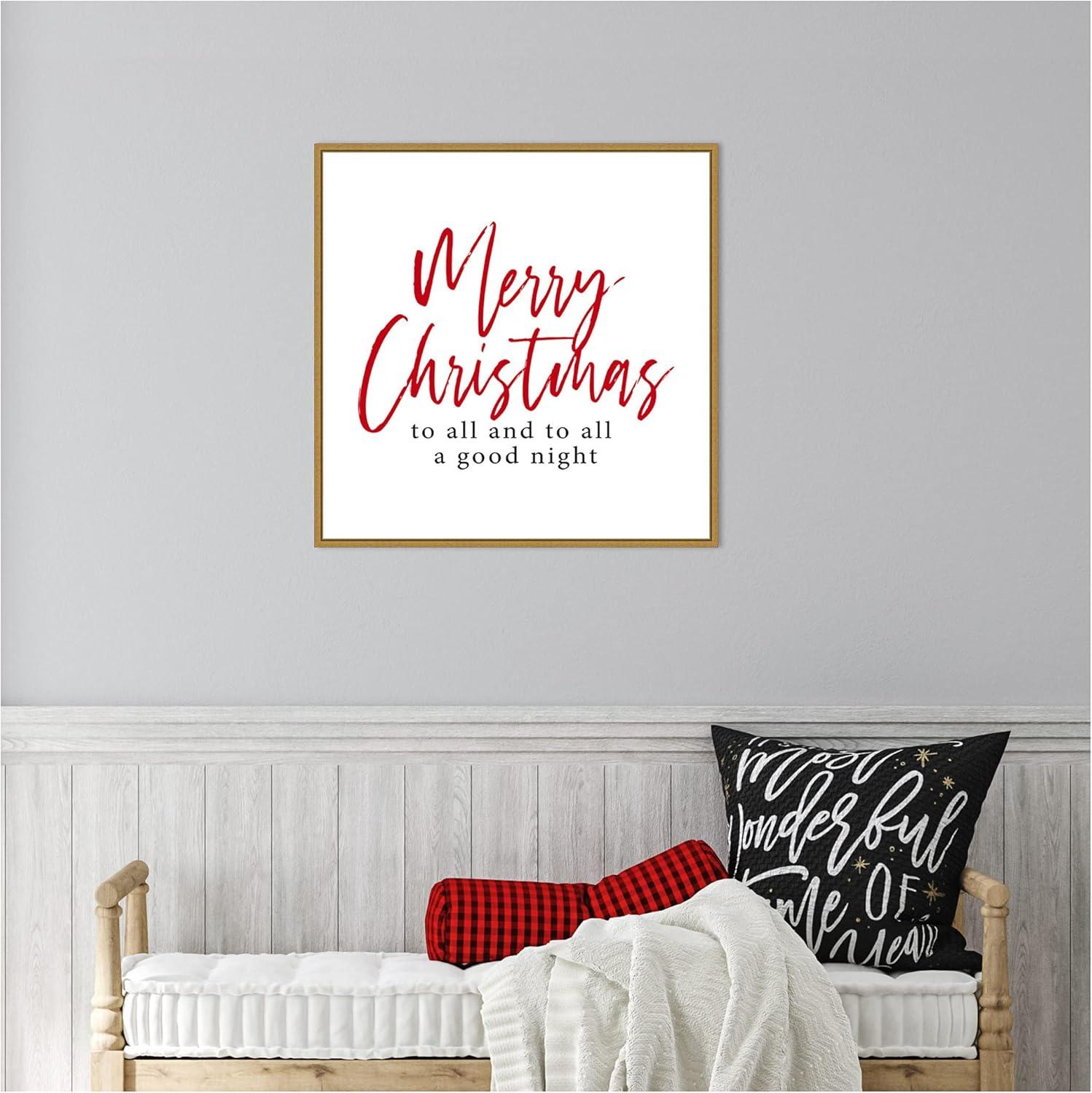 Merry Christmas Red Script Framed Canvas Print