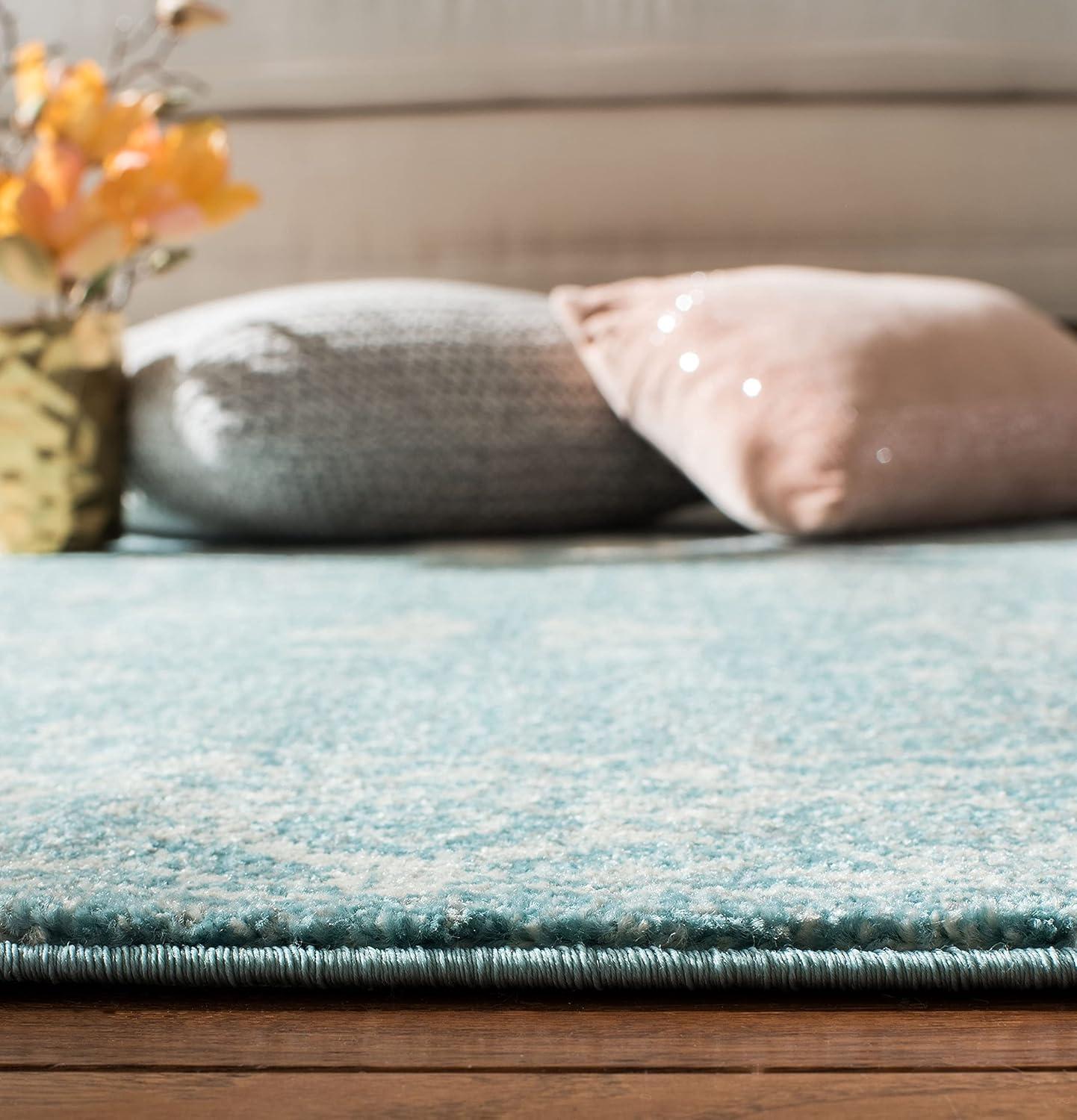 Evoke EVK270 Power Loomed Area Rug Light Blue / Ivory 4' X 6' - Safavieh.