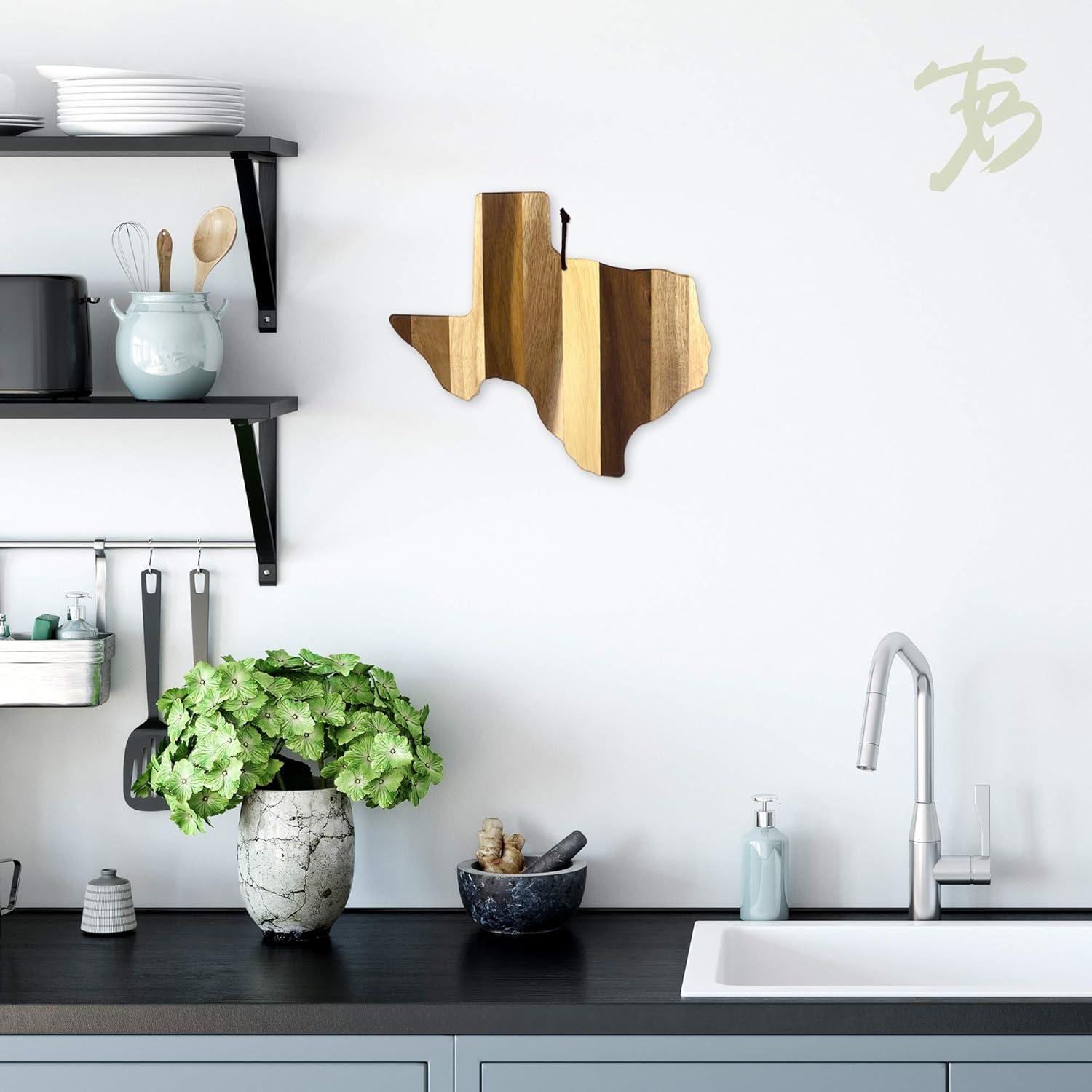 Totally Bamboo Rock & Branch Series Shiplap Texas State Shaped Wood Serving and Cutting Board | Great for Wall Art