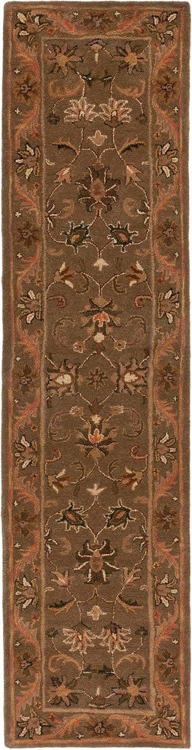 SAFAVIEH Antiquity Carmella Floral Bordered Wool Runner Rug, Olive/Gold, 2'3" x 16'