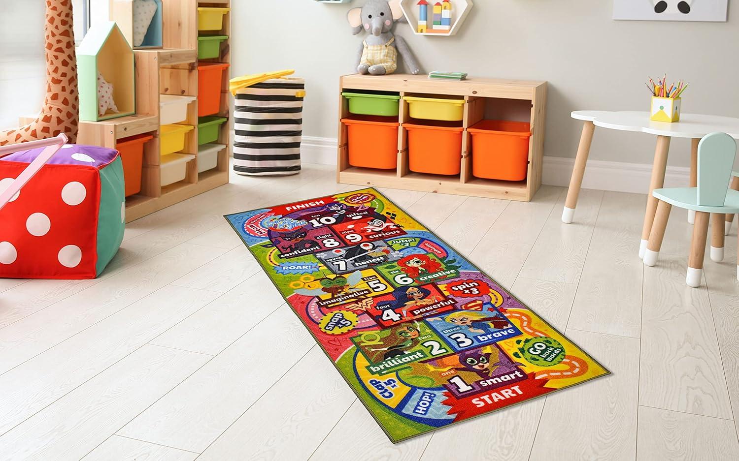 KC Cubs Looney Tunes Hopscotch Number Educational Learning Fun Game Non Slip Kids Rug Classroom Playroom