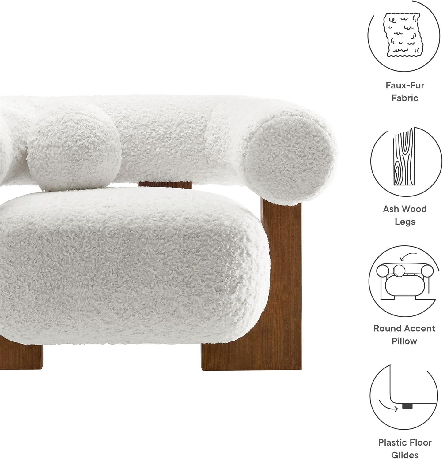 Modway Jace Faux Fur Fabric Accent Chair