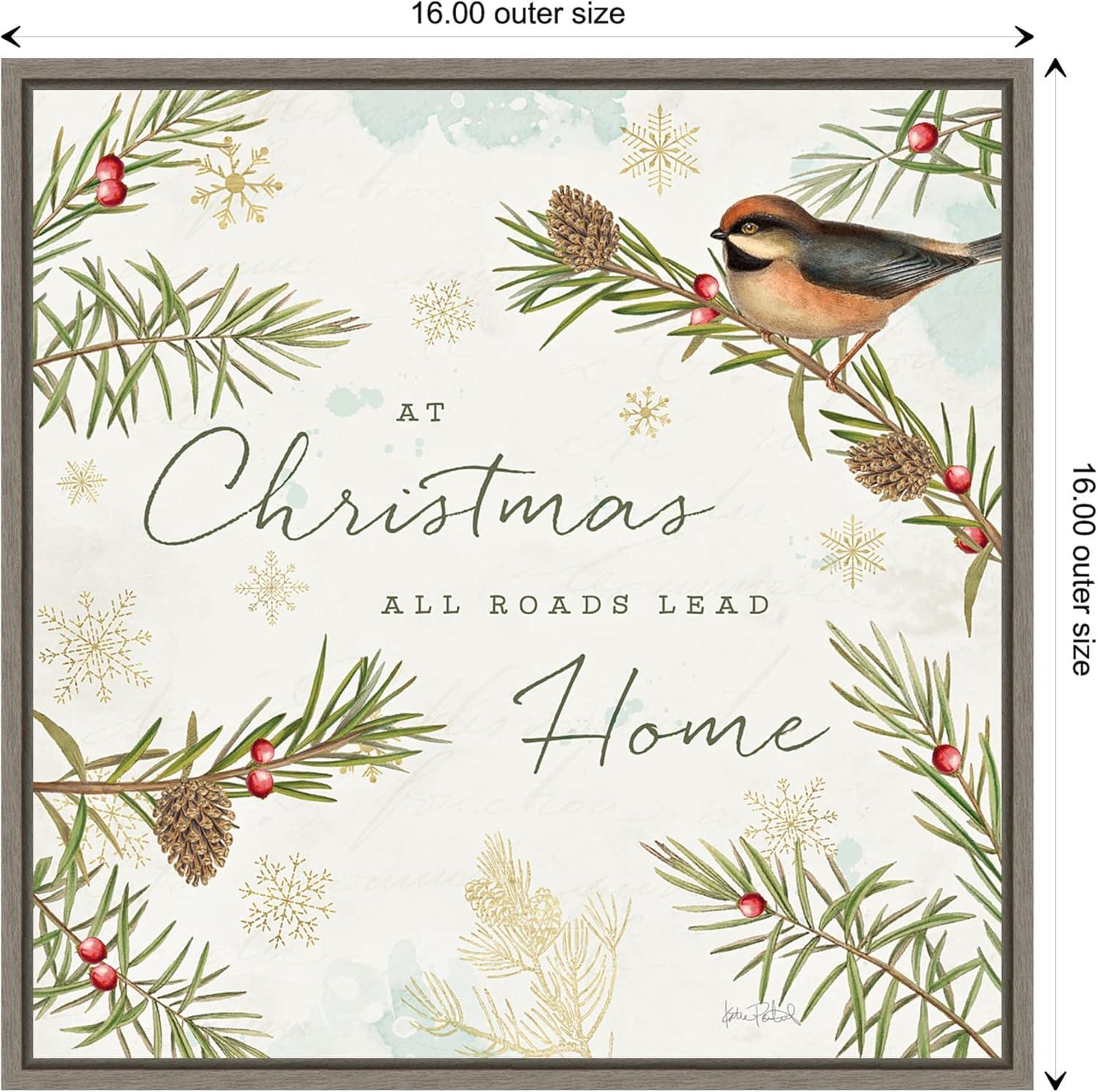 Amanti Art Christmas Tradition V (Bird) by Katie Pertiet Canvas Wall Art Print Framed 16 x 16-in.