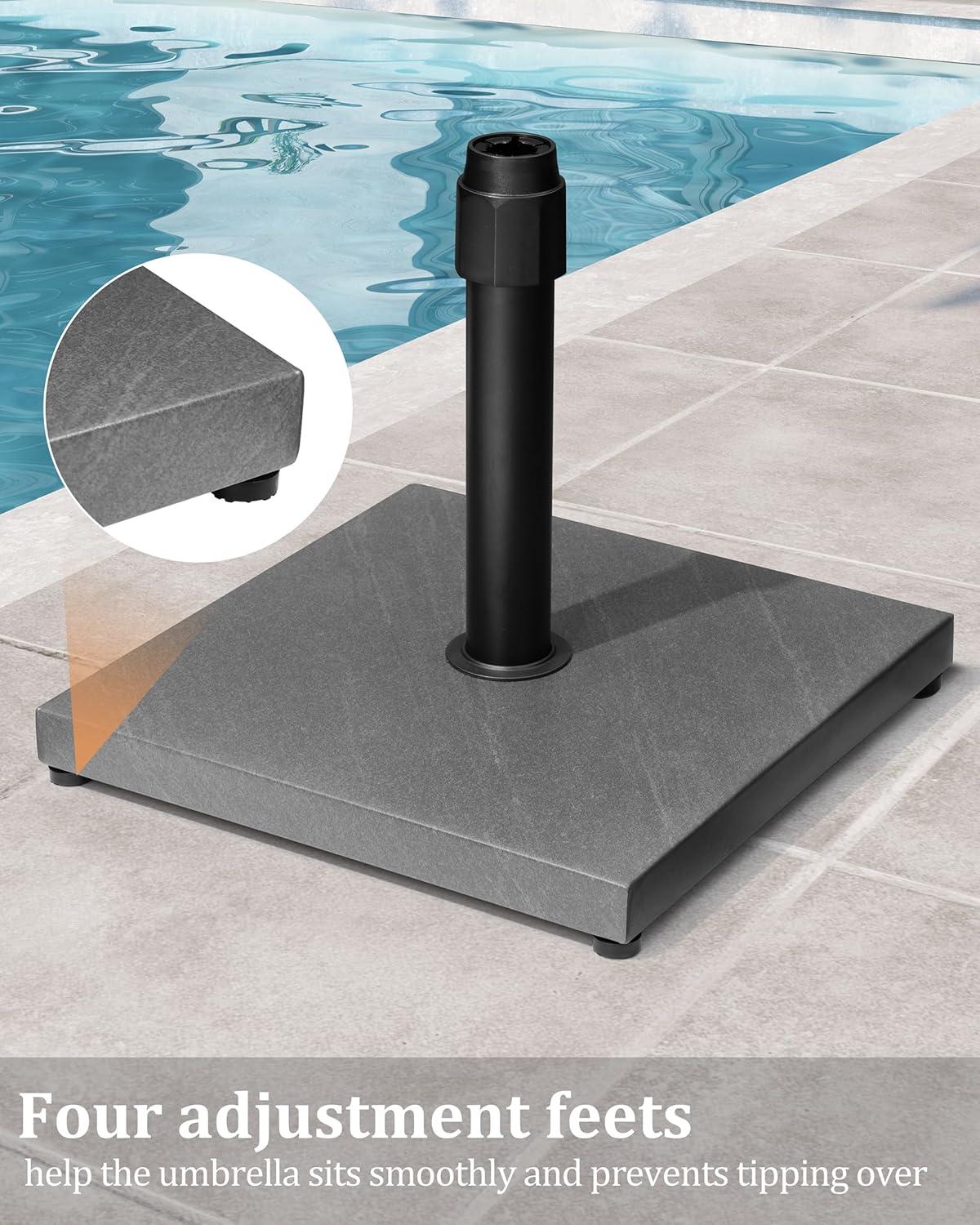 45lbs Patio Umbrella Base - Heavy Duty Outdoor Patio Market Umbrella Stand for Deck, Poolside, Balcony, Wind-Resistant Design, Grey