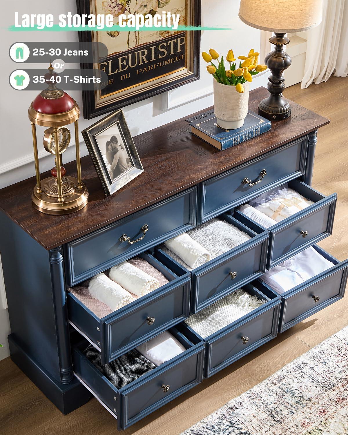 Charlton Home® Gorritz 8 Drawers Dresser, 54" Wide Farmhouse Chest of Drawers with Charging Station