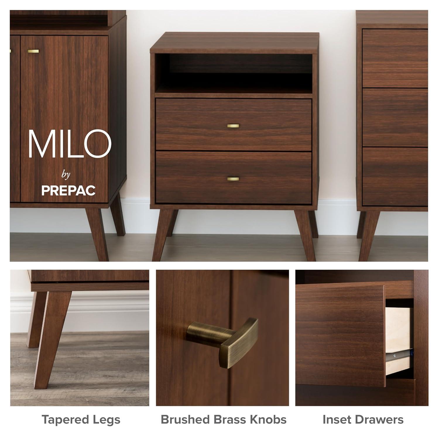 Milo Mid Century Modern 4 Drawer Chest Cherry - Prepac: Sleek Bedroom Storage Solution
