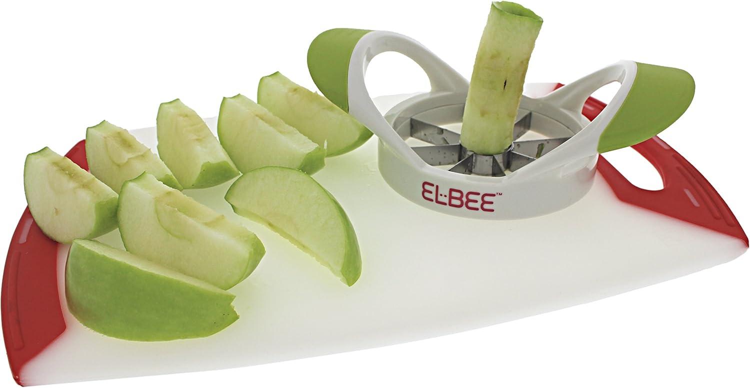 Elbee Green and White Apple Slicer with Stainless Steel Blades