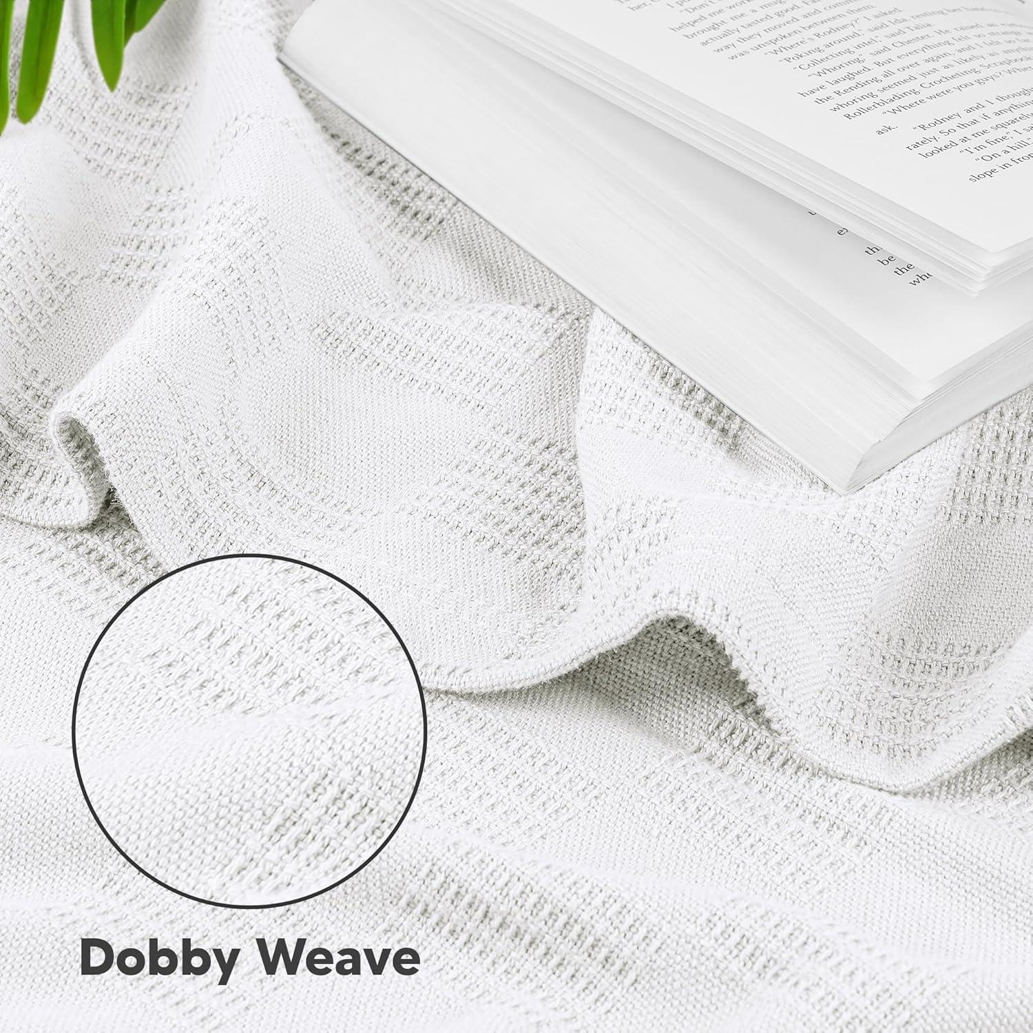 White Queen Size Cotton Dobby Weave Blanket