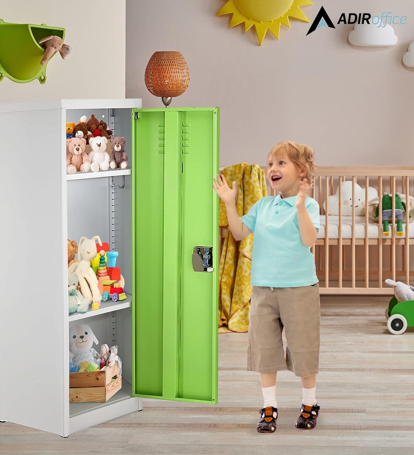 48-Inch Green and Off-White Steel Kids Storage Locker